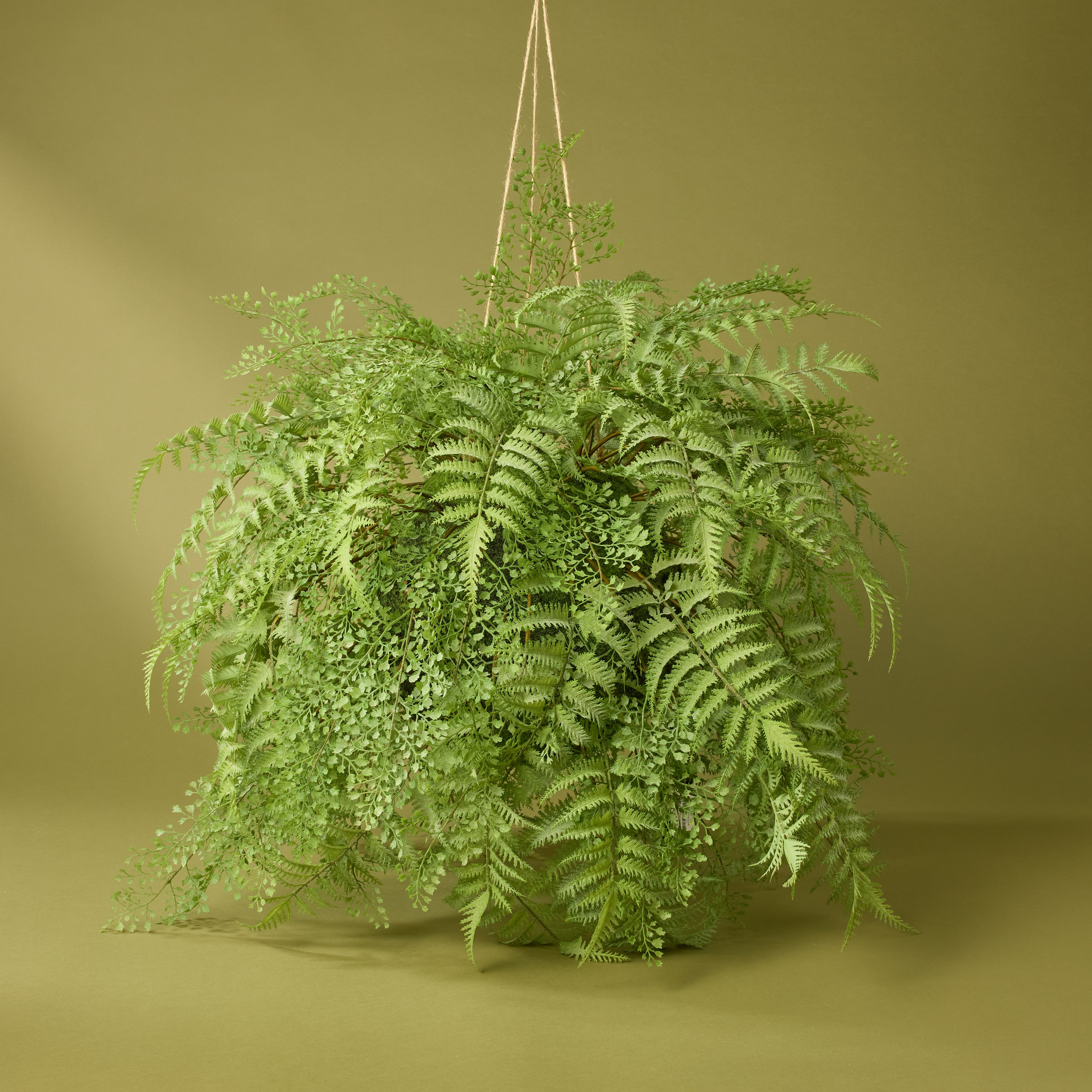Artificial Fern Hanging Basket - 12 Inch Decorative Faux Plant for Indoor & Outdoor Garden, Patio, Porch, Balcony Decor