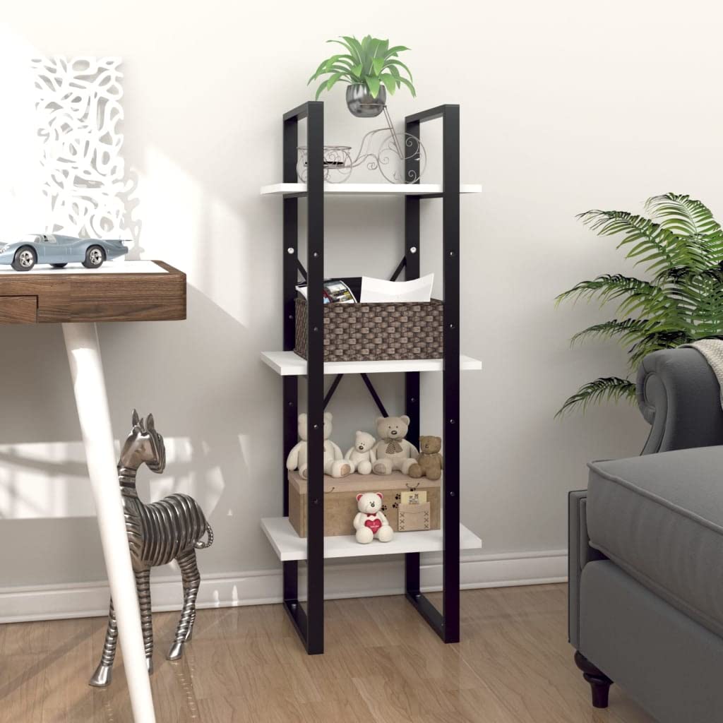 3-Tier Bookcase Storage Cabinet - White Multipurpose Bookshelf & Display Shelf for Living Room, Bedroom - 15.7