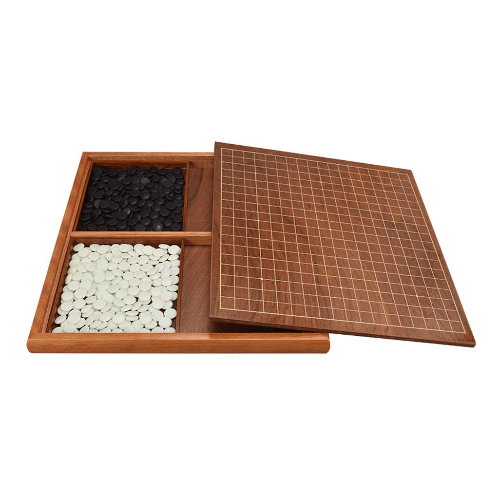 Premium Solid Wood Go & Chess Set - Double-Sided Board with 2 Storage Boxes, 19x19 Go Stones & 32 Chess Pieces - Perfect for Beginners, Adults & Kids - Ideal for Family Game Nights, Strategy Practice & Educational Gifts (B Single Yunzi Piece, Complete Go Set)