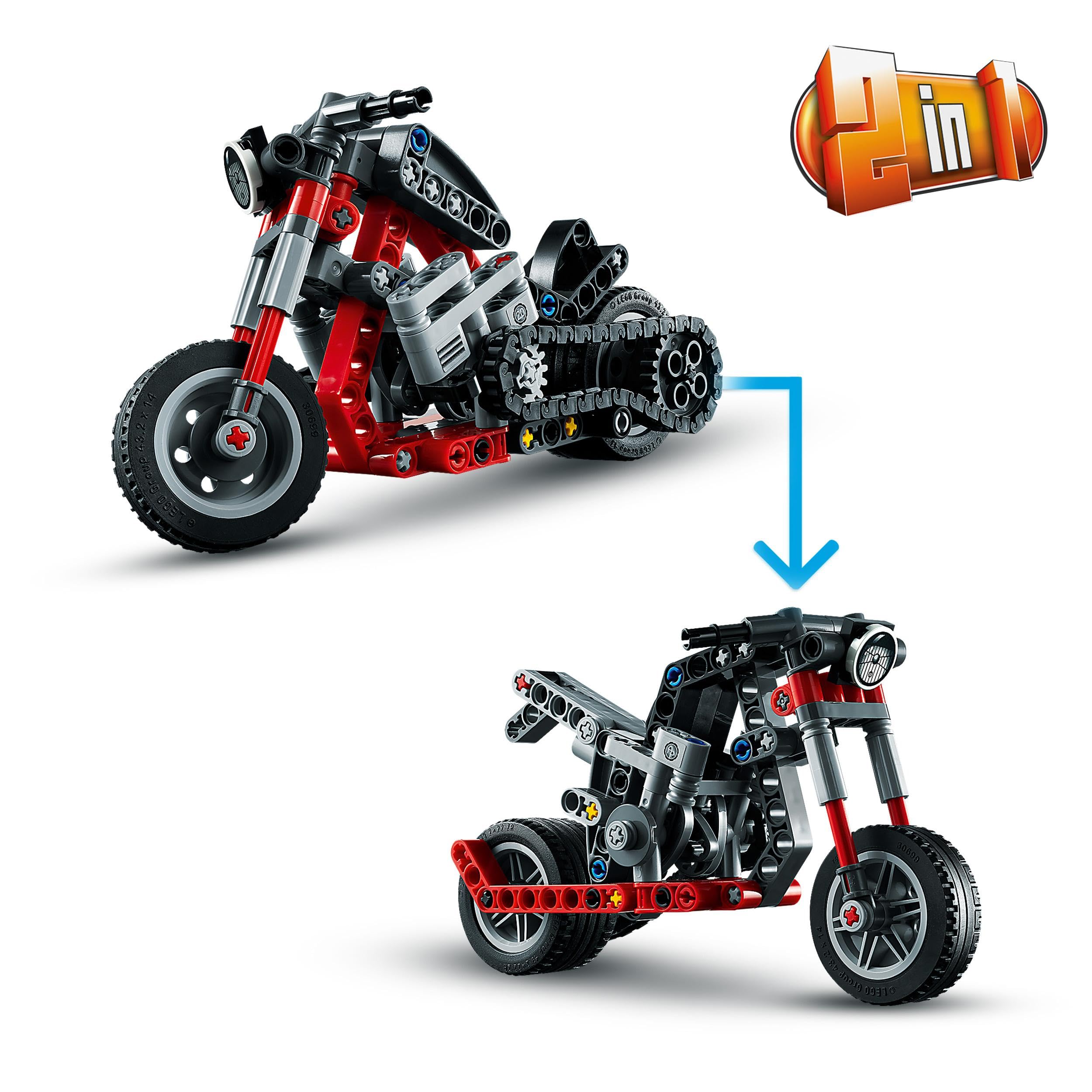 LEGO 42132 Technic Motorcycle 2-in-1 Building Set - Motorcycle or Chopper Model Kit, STEM Toy for Boys & Girls Ages 7+ - Perfect for Creative Play, Birthday Gifts & STEM Learning Activities