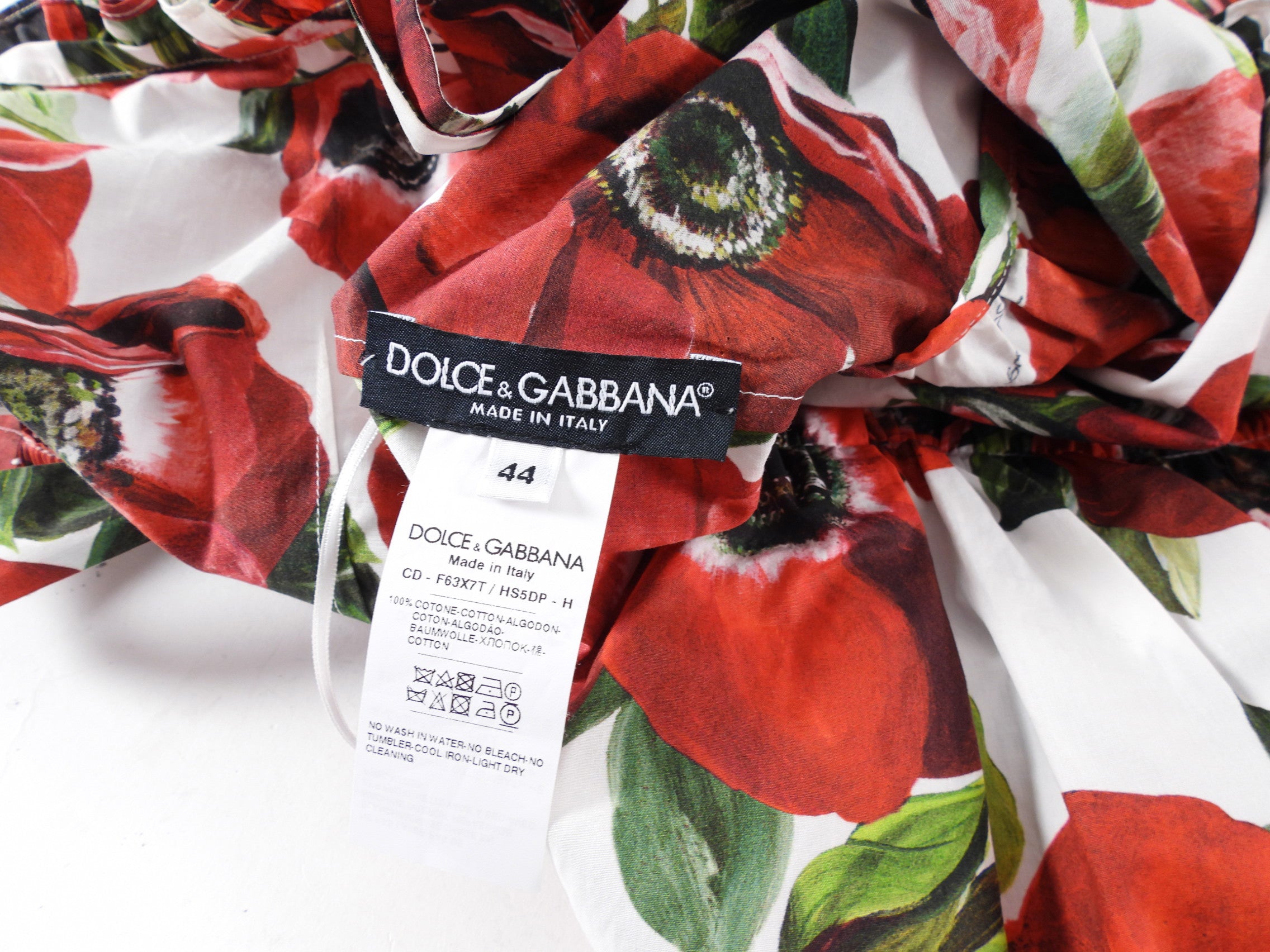 Dolce & Gabbana Women's Red Poppy Floral Print Off-Shoulder Summer Dress - Size IT44 / US 8 / Medium - Perfect for Weddings, Parties & Date Nights