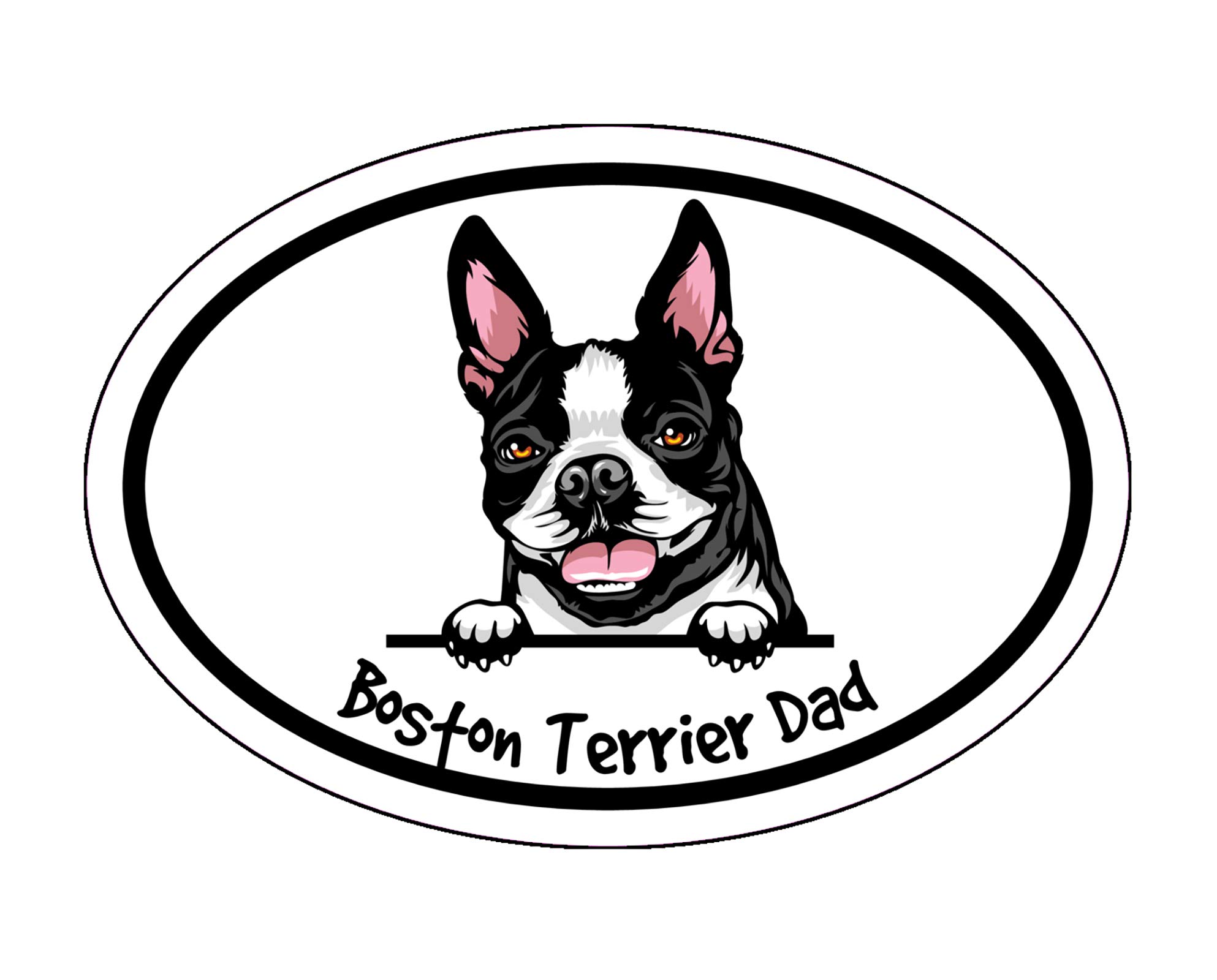 WickedGoodz Oval Boston Terrier Dad Decal - Premium Dog Breed Bumper Sticker - Perfect for Laptops, Tumblers, Windows, Cars, Trucks, Walls, and More