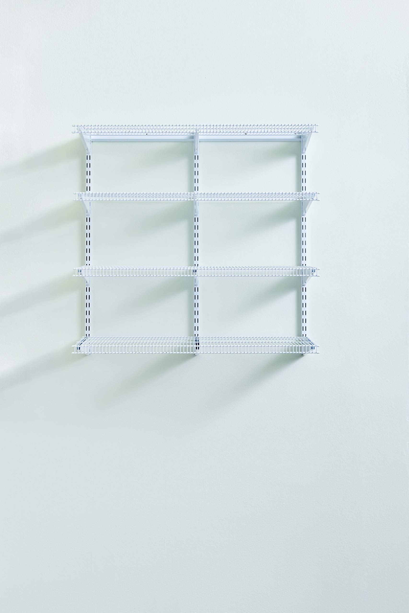 Rubbermaid 36-Inch White Wall Mount Pantry Organizer Shelf System - 4-Tier Wire Shelving with Mounting Hardware - Space Saving Storage for Kitchen, Closet, Garage & Home Organization