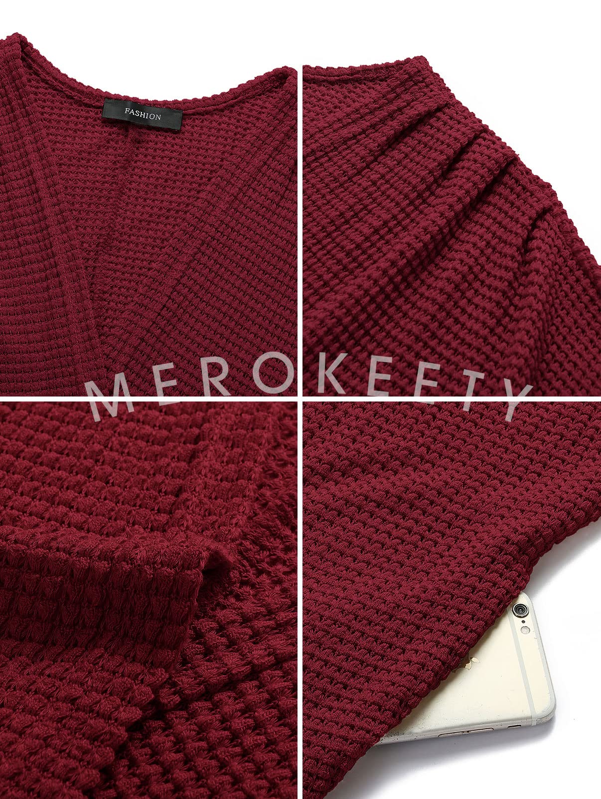MEROKEETY Women's 2025 Fall Waffle Knit Batwing Long Sleeve Cardigan - Loose Open Front Sweater Coat for Casual Outfits, Office Wear & Autumn Layering