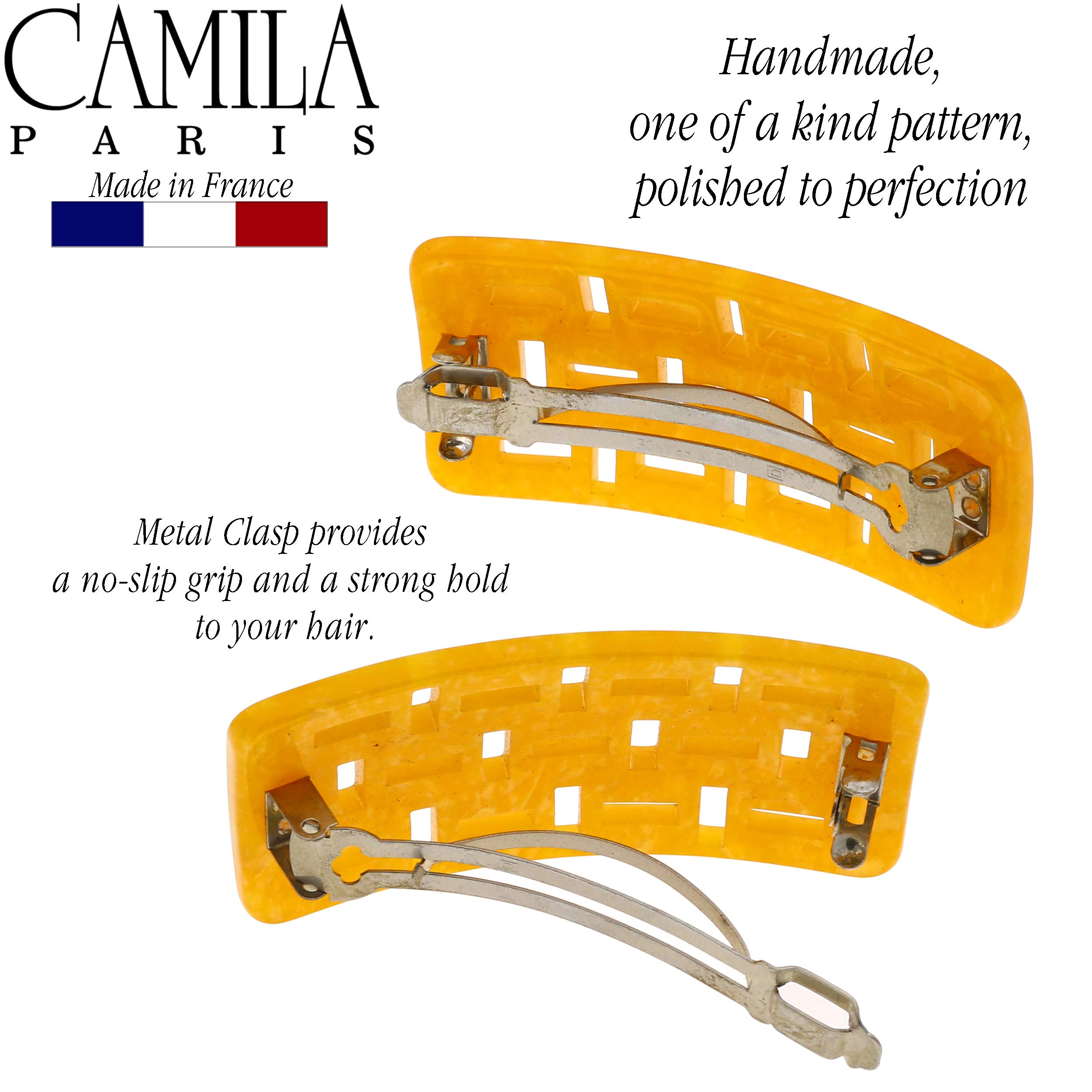 Camila Paris DG47 French Hair Barrette Clip for Girls & Women - Handmade in France, Strong Hold Grip, No Slip & Durable Hair Accessories - Perfect for School, Weddings & Everyday Styling
