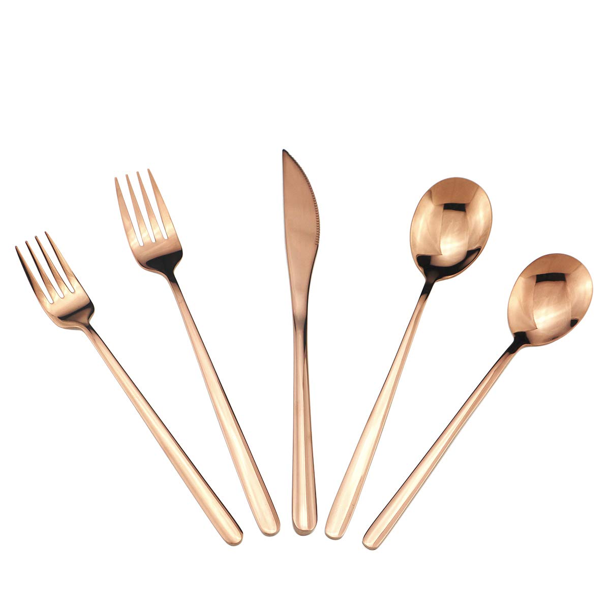 Premium 20-Piece Stainless Steel Flatware Set - Mirror Polished Rose Gold Cutlery for 4 - 304 Stainless Steel Forks, Spoons & Knives - Elegant Dining Set for Home, Kitchen, Hotel & Restaurant - Perfect for Everyday Meals, Dinner Parties & Special Occasions