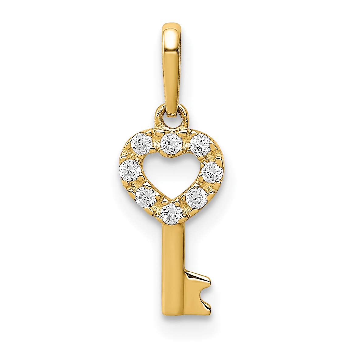 14K Gold CZ Key Dangle Pendant Necklace - Elegant Cubic Zirconia Jewelry for Women, Perfect for Gifts, Parties & Everyday Wear