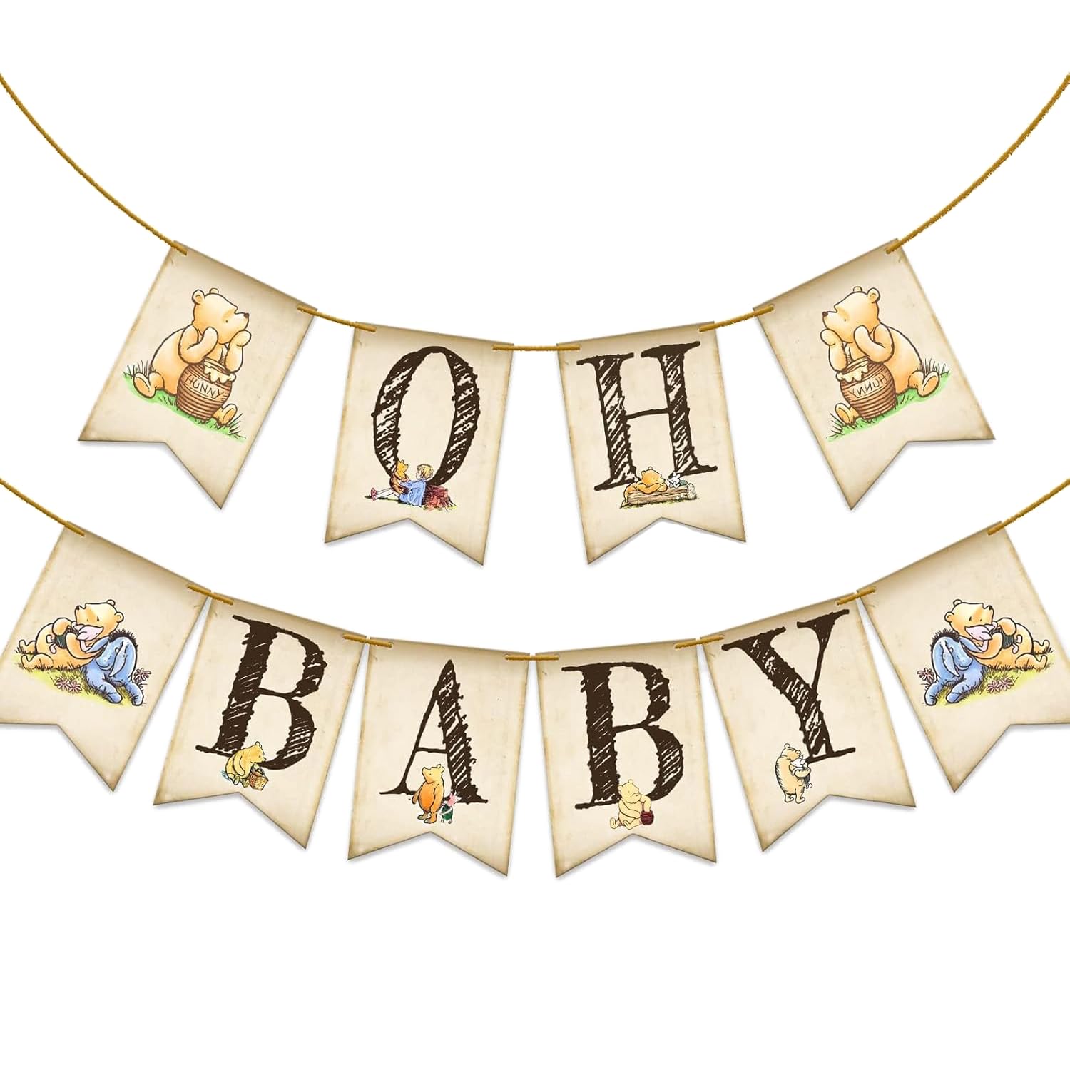 Winnie the Pooh Baby Shower Banner - Classic Pooh Nursery Decor for Baby Showers & Birthday Parties | Perfect for Gender Reveals, First Birthdays & Nursery Wall Decor