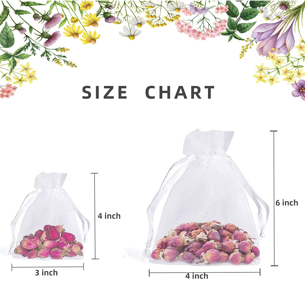 100PCS White Organza Bags 3x4 Inch - Sheer Drawstring Favor Bags for Wedding, Jewelry, Christmas Candy & Party Gifts | Perfect for DIY Crafts, Bridal Showers, Baby Showers & Holiday Favors