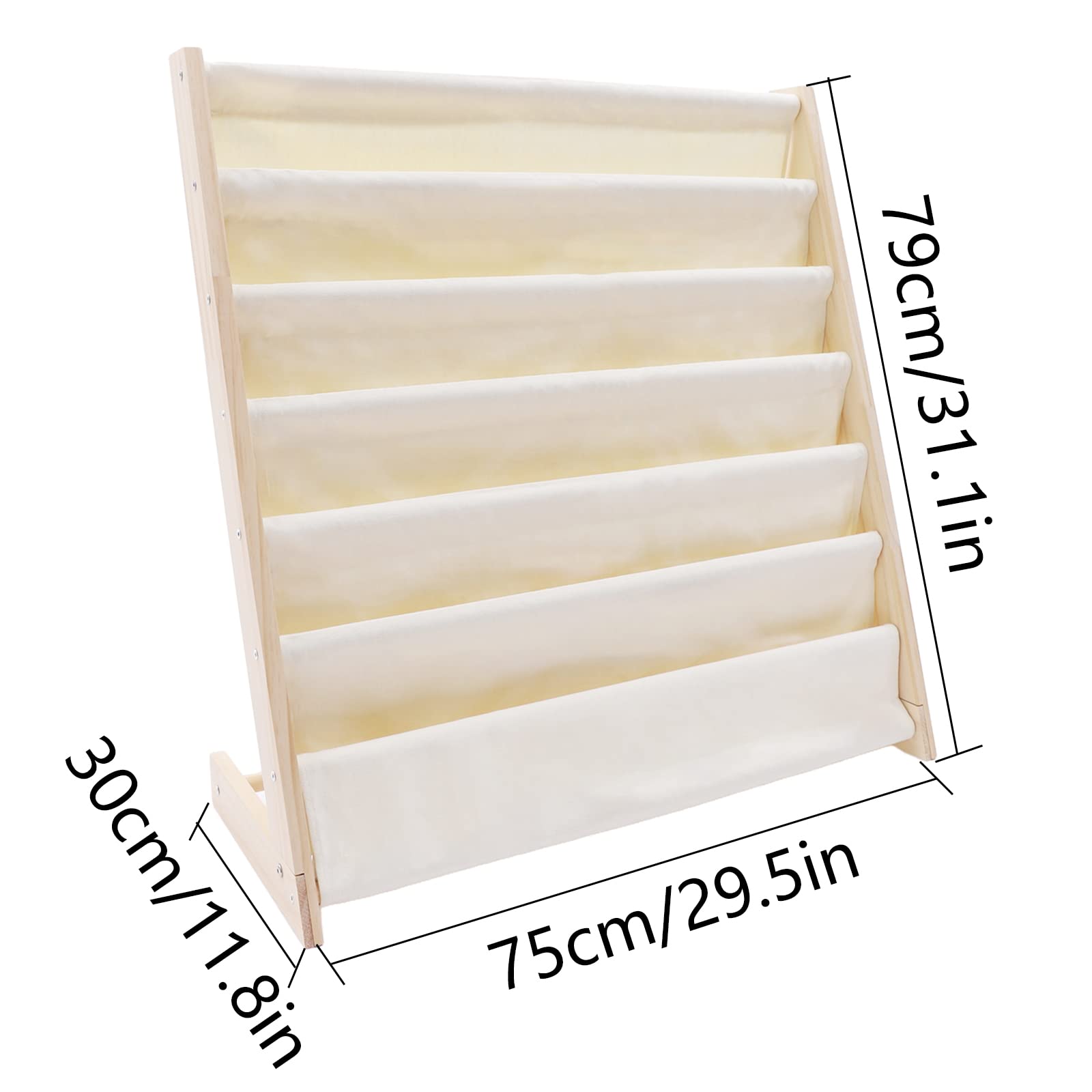 Kids Bookcase Organizer - Standing Book Storage Shelf with Canvas & Pine, Toy Display Rack for Bedroom & Playroom - Perfect for Kids' Book Storage, Toy Organization & Room Decor