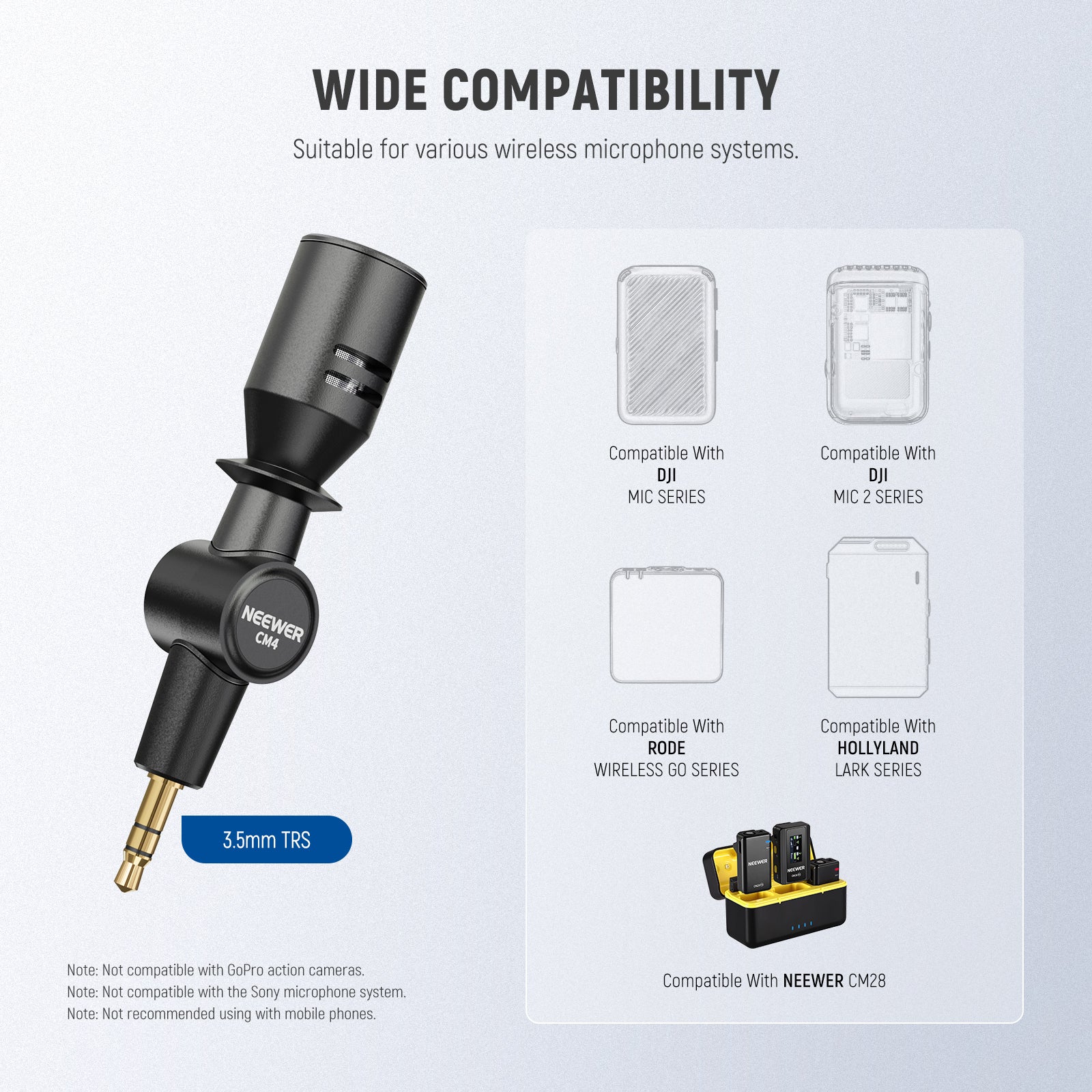 NEEWER CM4 Omnidirectional Mini Microphone with 3.5mm TRS for Podcasting, Streaming, Vlogging & Recording - Compact Condenser Mic for YouTube, Gaming, Interviews & Content Creation