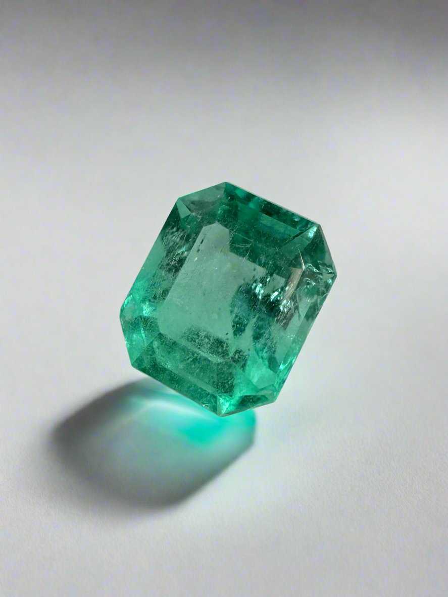 1.50 Carat Natural Colombian Emerald - 7.4x6.3mm Eye Clean Emerald Cut Loose Gemstone for Engagement Rings, Jewelry Making & Fine Collections