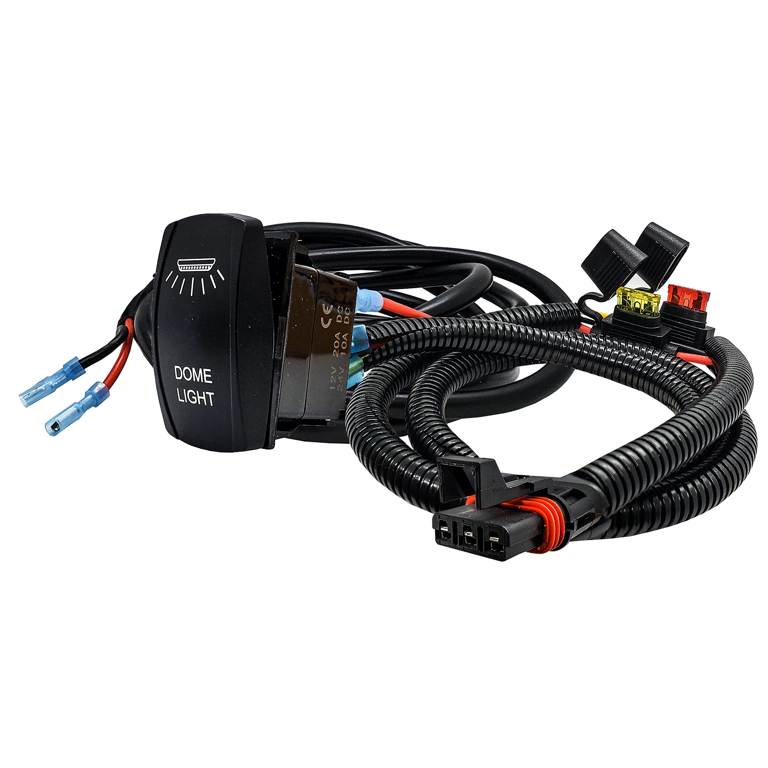 10ft Power Bus Bar Plug Wire Harness Kit for LED Lights - Compatible with Polaris RZR Pro, Ranger Crew XP 2018-2023 (Dome Lights) - Perfect for Off-Road Lighting & DIY Electrical Projects