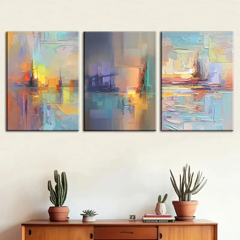 3-Piece Modern Stylish Abstract Metal Wall Art Prints - Ready to Hang Home Decor for Living Room, Bedroom & Office