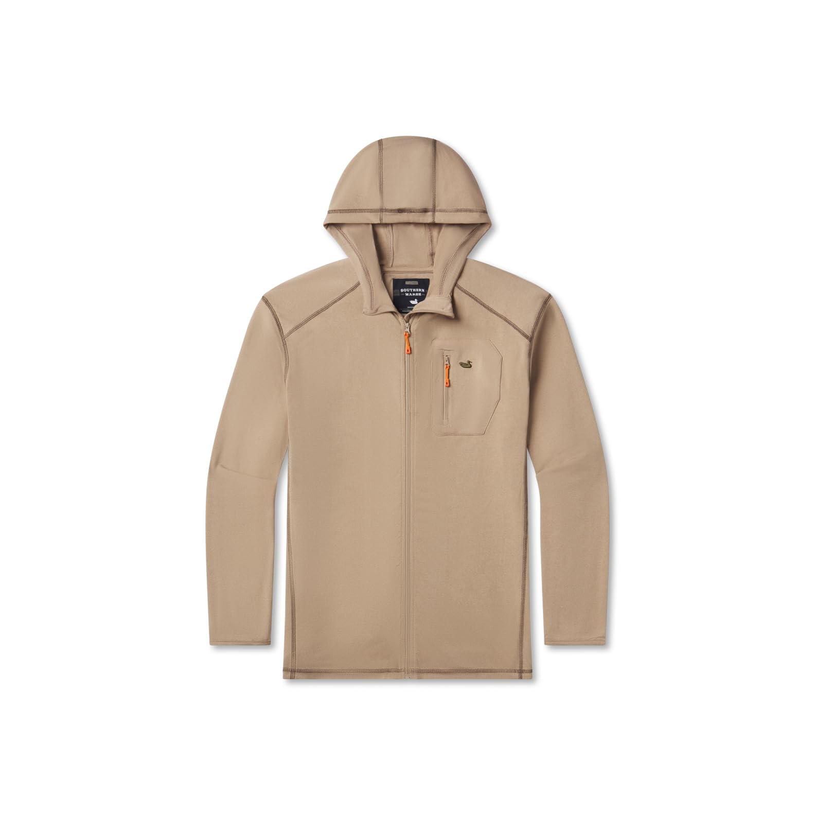 Southern Marsh Tidal Performance Stretch Zip Hoodie for Men - Water-Resistant & Breathable Outdoor Hooded Sweatshirt - Perfect for Hiking, Fishing & Casual Wear