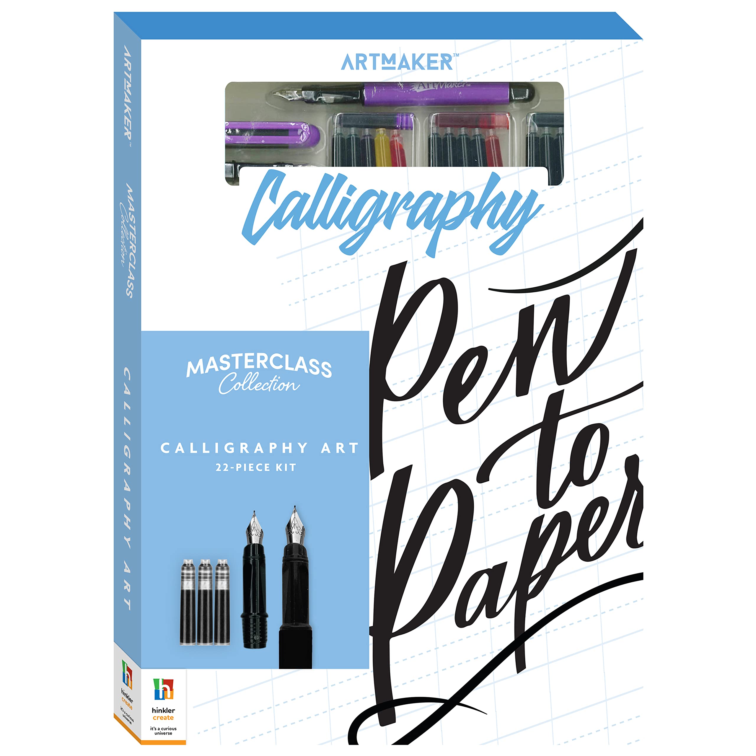Art Maker Masterclass Collection: Complete Calligraphy Kit for Beginners to Advanced - Premium Calligraphy Pens, Ink & Guide Book - DIY Hand Lettering & Modern Calligraphy Supplies - Perfect for Wedding Invitations, Gift Wrapping & Home Decor