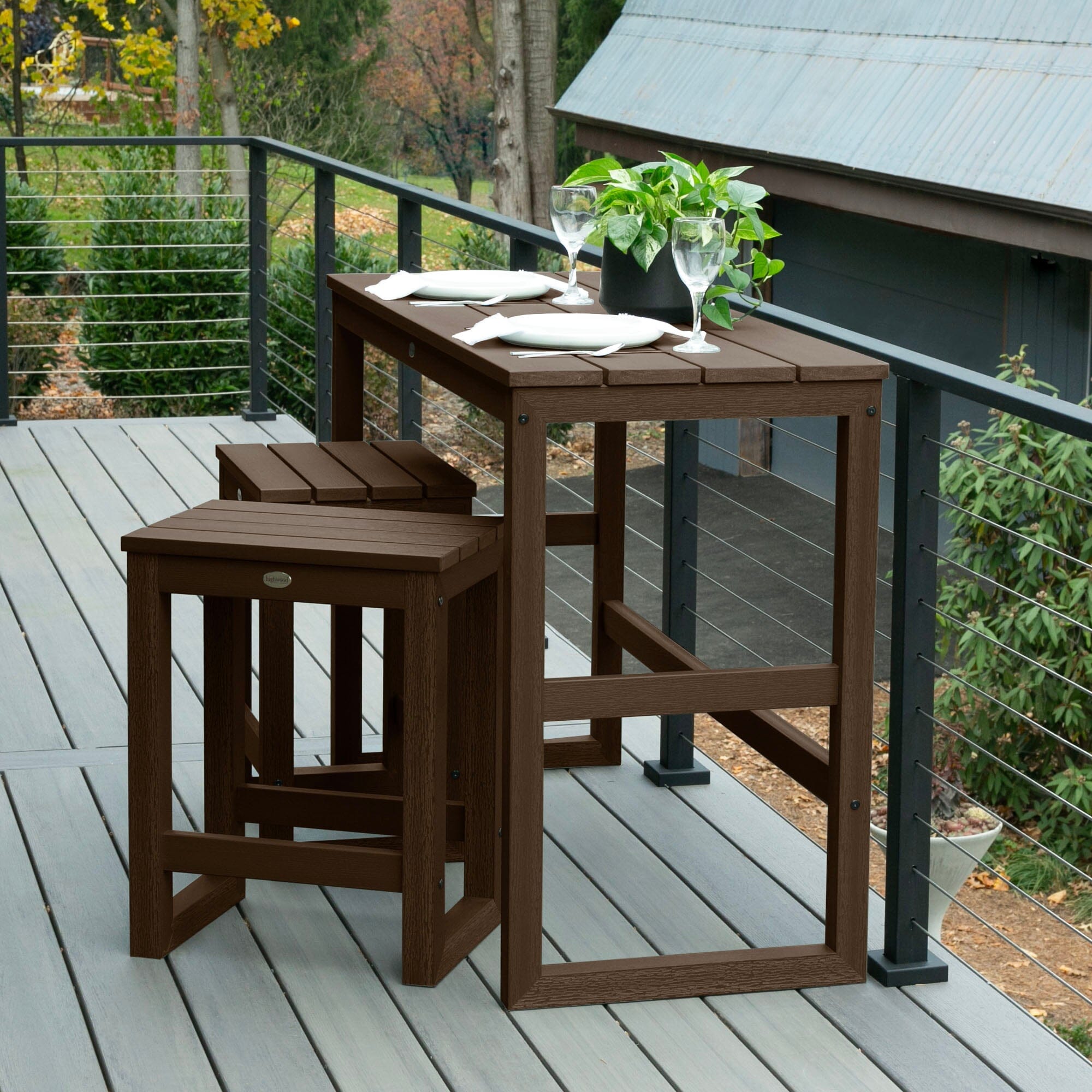 Modern Monroe Counter Height Balcony 3-Piece Set - Outdoor Patio Bistro Furniture for Small Spaces, Apartments & Condos