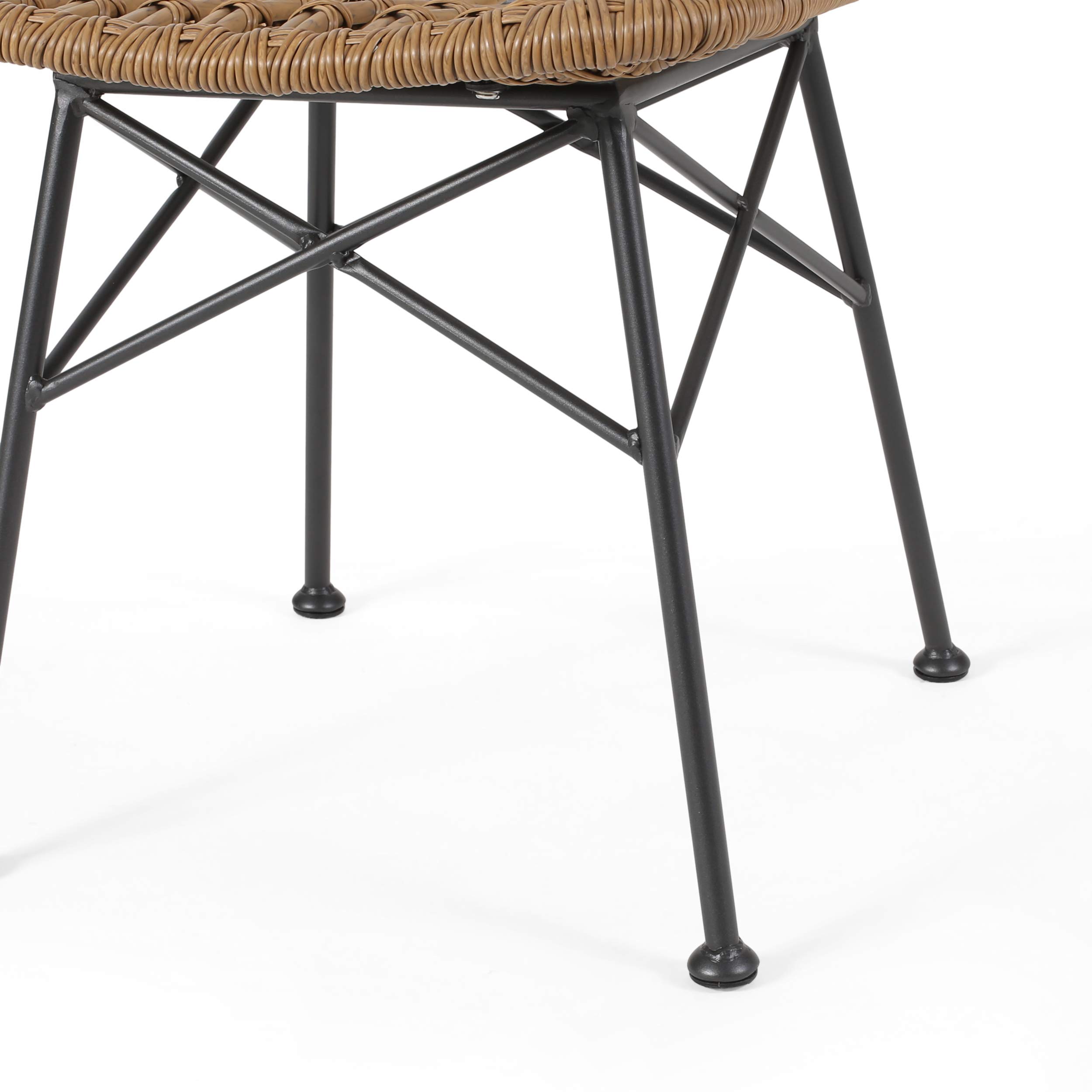 GDFStudio Outdoor Wicker Dining Chairs Set of 2 - Light Brown & Black Patio Furniture - Perfect for Backyard, Garden, and Poolside Dining
