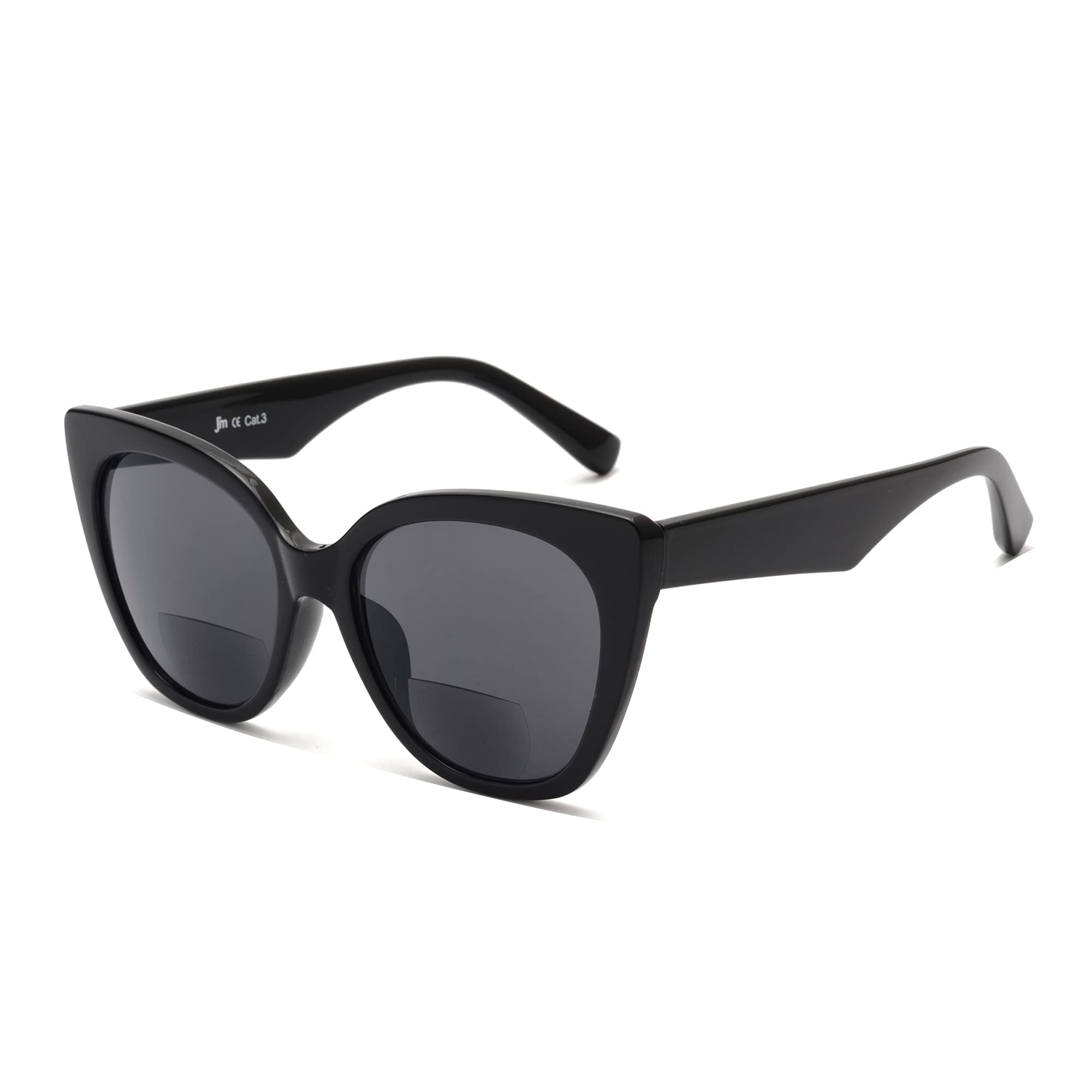 JM Classic Bifold Reading Glasses - Oversized Cat Eye Sunglasses for Women | Stylish Bifocal Readers | Perfect for Reading, Driving & Outdoor Activities