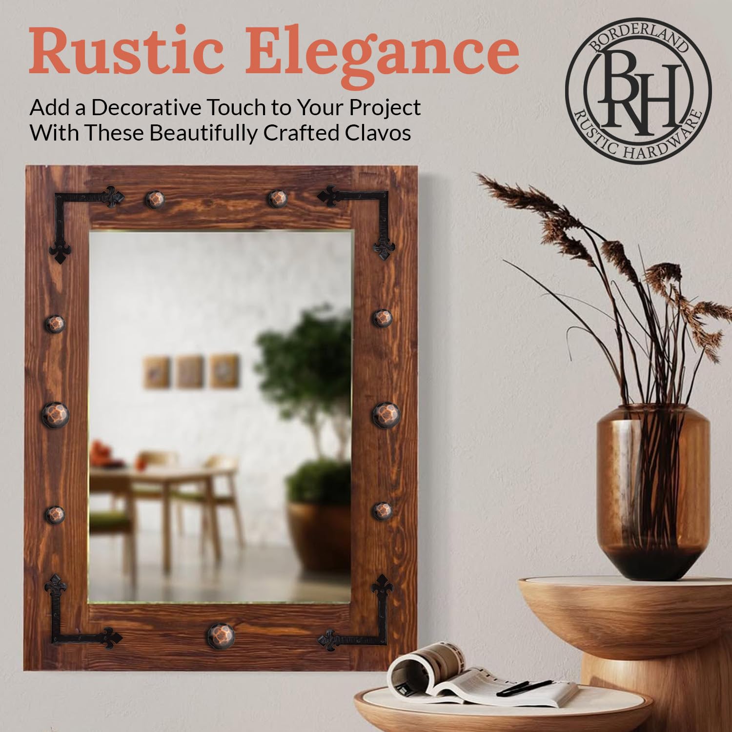 50 Pack 1.25 Inch Round Head Decorative Iron Nails - Oil Rubbed Bronze Finish - Rustic Fasteners for Farmhouse Style DIY Projects - Perfect for Barn Doors, Wood Beams, Shutters, Gates & Home Decor Accents