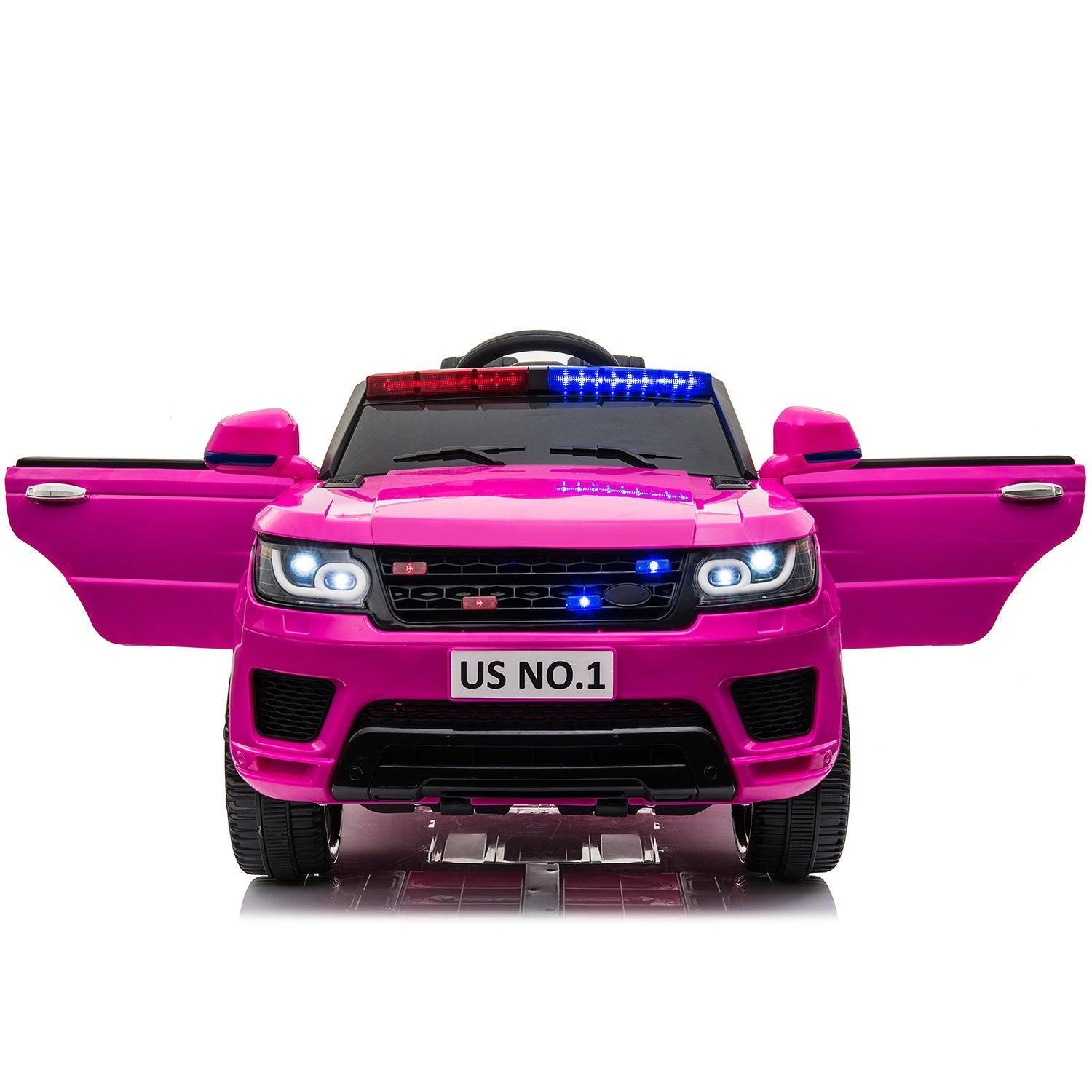 12V Kids Ride On SUV Police Car with Remote Control - Electric Toy Vehicle with Siren Sounds, Flashing Lights & Music - Perfect for Outdoor Play, Birthday Gifts & Pretend Play (Rose Red)