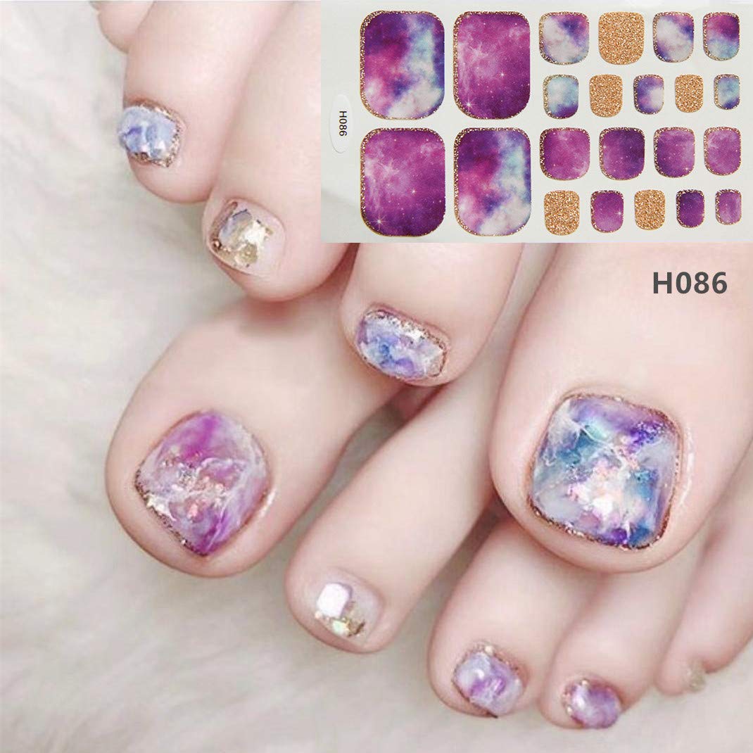 WOKOTO 20 Sheets Gradient Toe Nail Polish Strips & Stickers Kit with Nail File | 22 Colorful Glitter Tips per Sheet | DIY Manicure Set for Women | Perfect for Home Nail Salon, Parties & Gift Giving