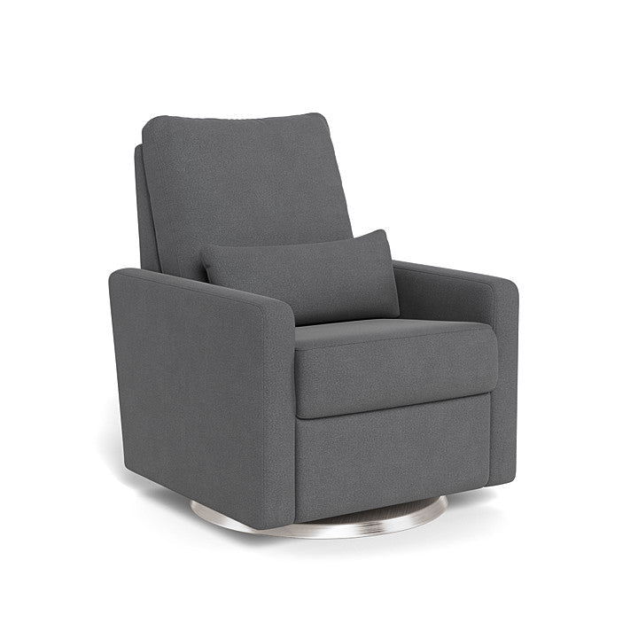 Monte Design Motorized Matera Glider Recliner Chair with Brushed Silver Swivel Base - Perfect for Nursery, Living Room & Home Theater Relaxation