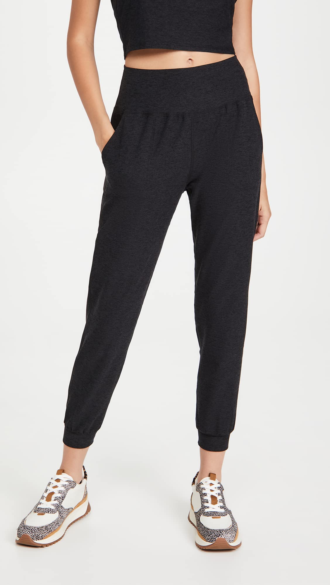 Beyond Yoga Women's Spacedye Midi Joggers - High Waisted Lounge Pants for Yoga, Running & Casual Wear - Soft Stretchy Comfort for Workouts & Relaxation