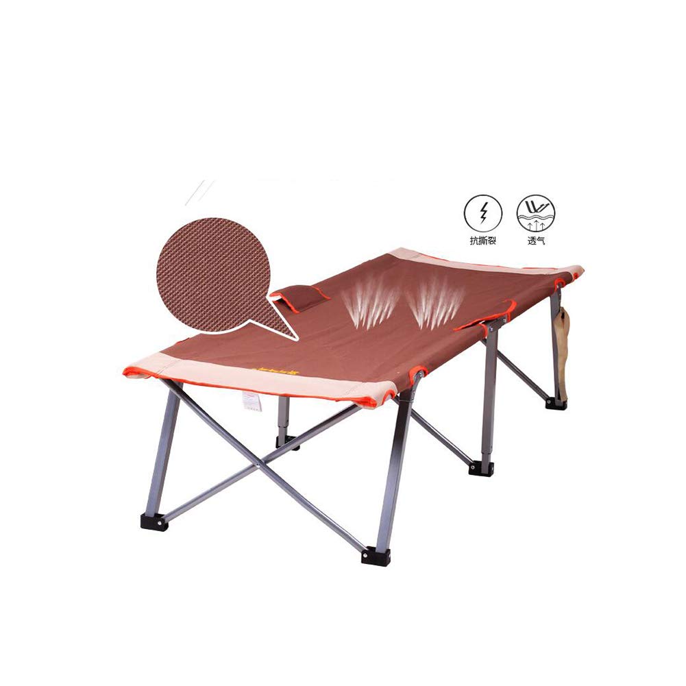 LSYOA Folding Camping Cot - Portable & Lightweight Compact Camping Bed with Storage Bag - Heavy Duty Supports 220lbs (100kg) - Brown - Perfect for Outdoor Adventures, Hiking, Backpacking & Emergency Preparedness