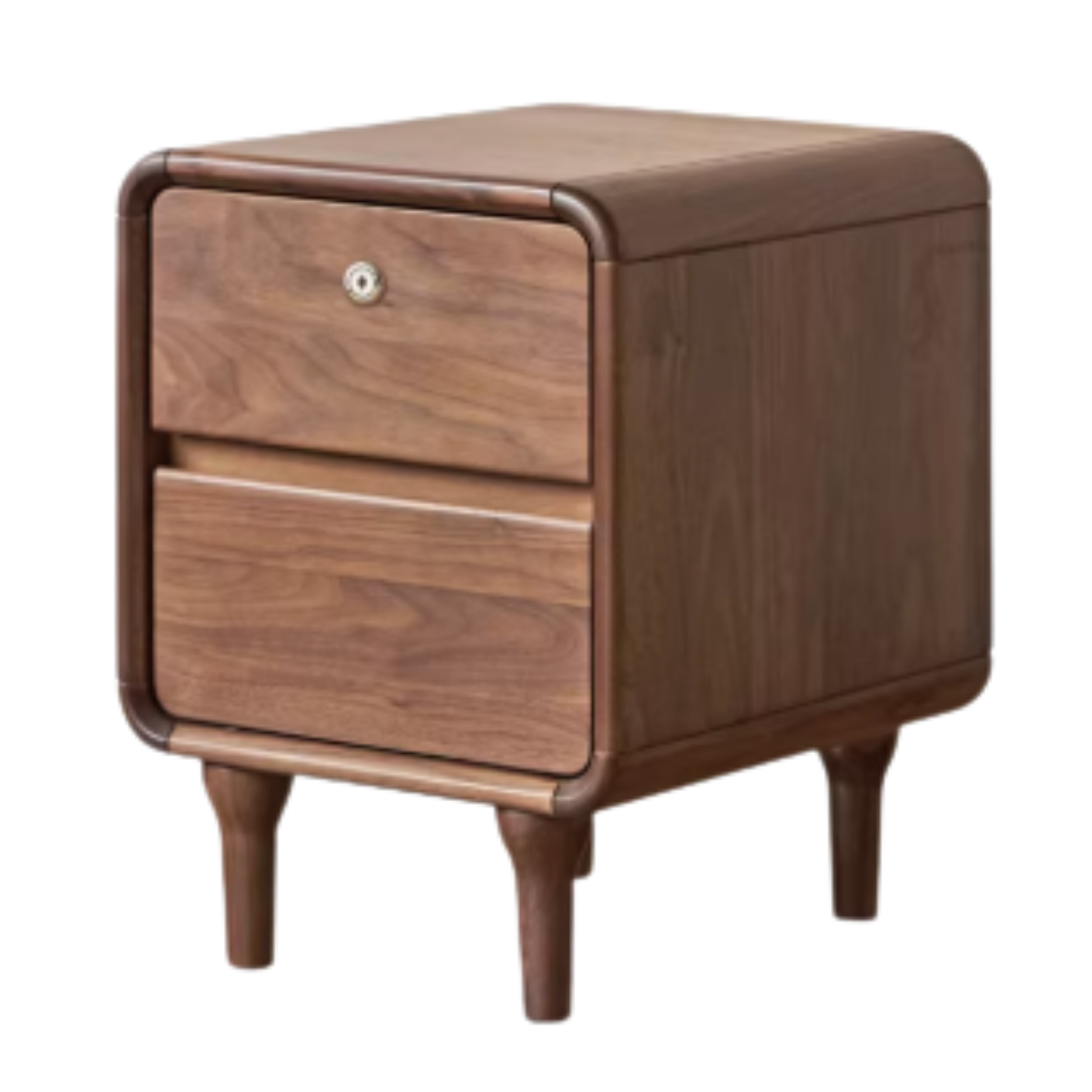 Black Walnut Solid Wood Minimalist Nightstand - Modern Bedside Table with Drawer for Bedroom, Living Room & Office - Durable & Stylish Storage Solution