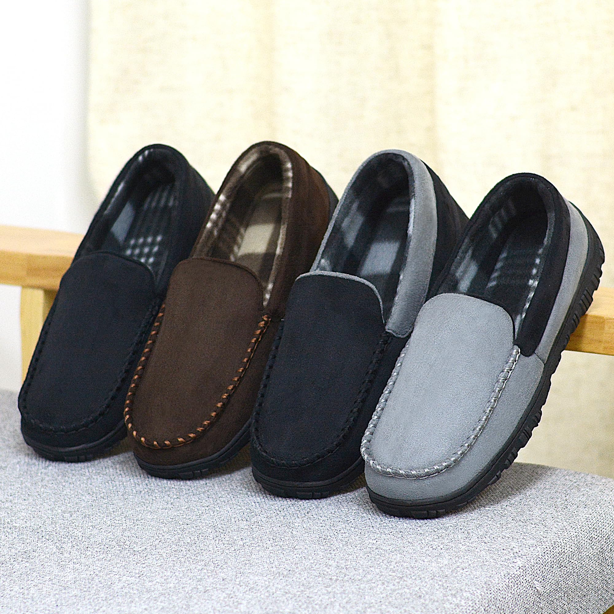 Lulex Men's Memory Foam Slippers - Comfortable Indoor/Outdoor Moccasin House Shoes for Men - Perfect for Home, Garden, and Relaxation