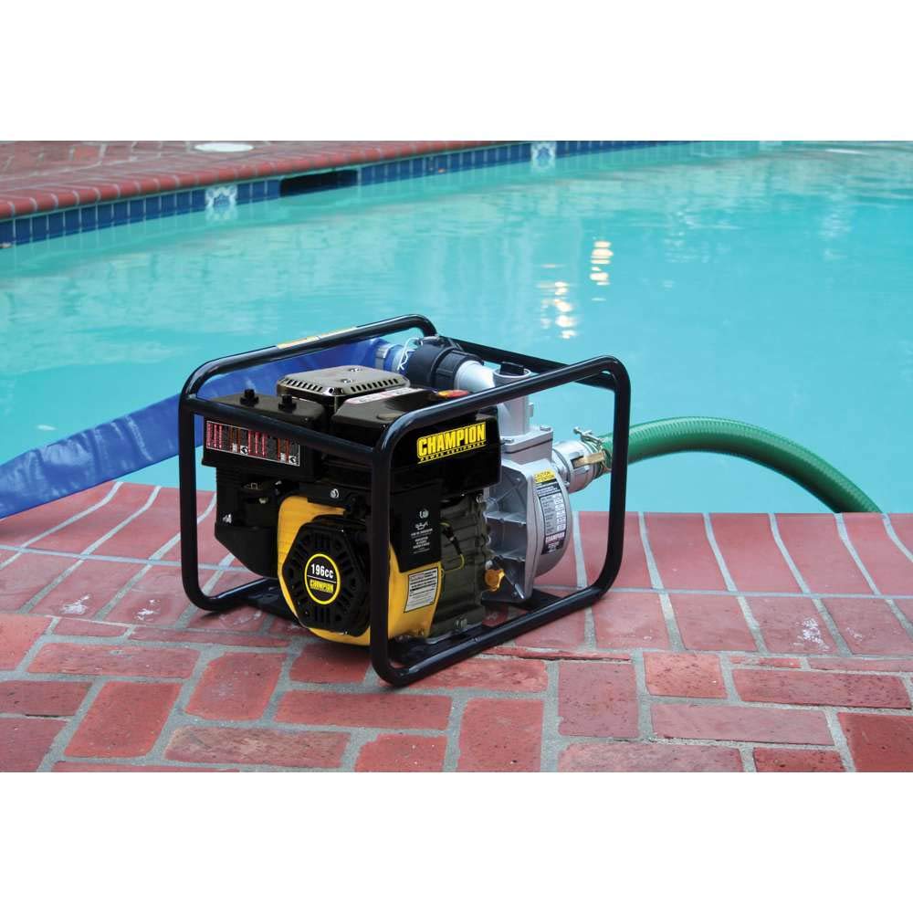 Champion 2-Inch Gas-Powered Water Transfer Pump with Hose & Wheels - Portable Semi-Trash Pump for Flooding, Construction, Irrigation & Pool Draining