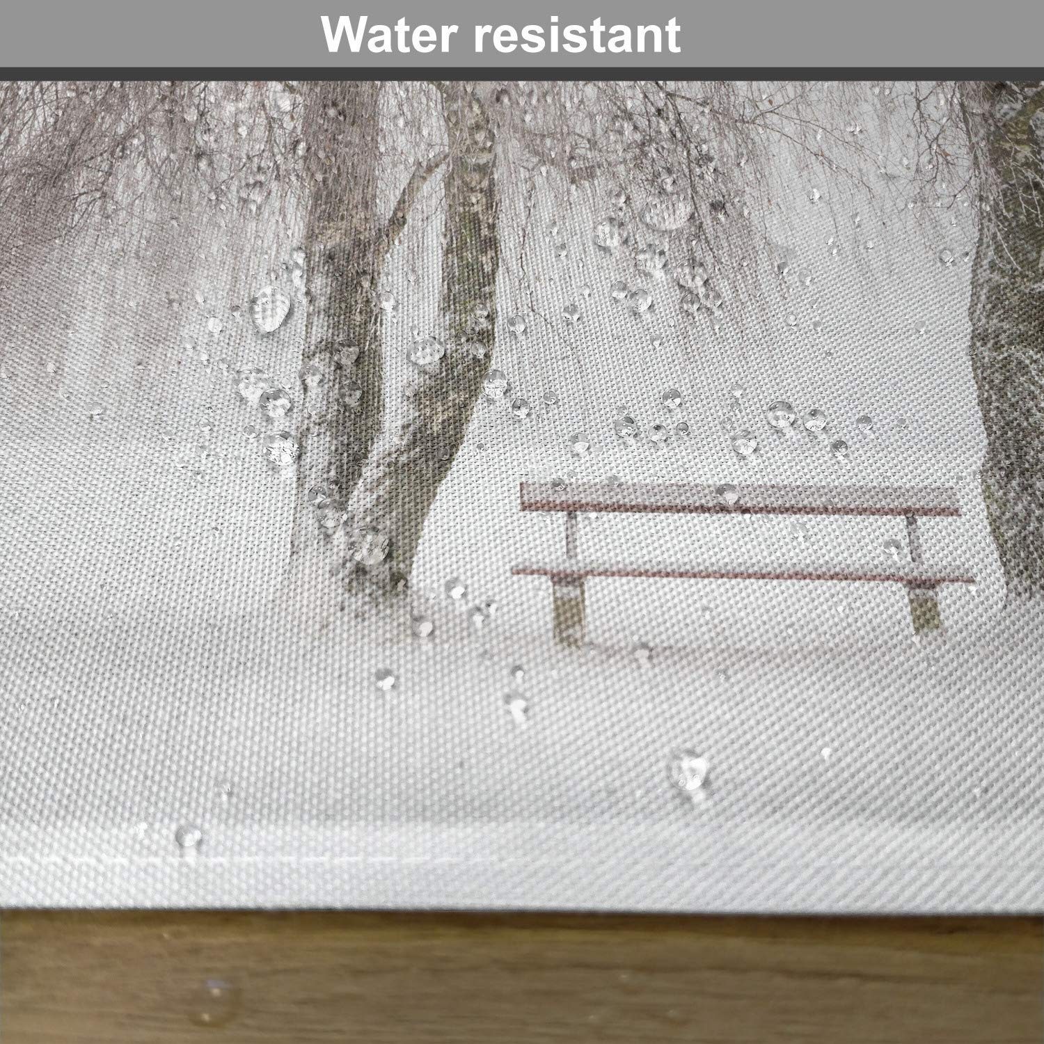 Ambesonne Winter Placemats Set of 4 - Snowy Park Bench Scene with Blizzard Holiday Design - Washable Fabric Table Mats for Dining Room & Kitchen Decor (White & Brown) - Perfect for Christmas Dinners, Cozy Winter Meals & Holiday Table Settings