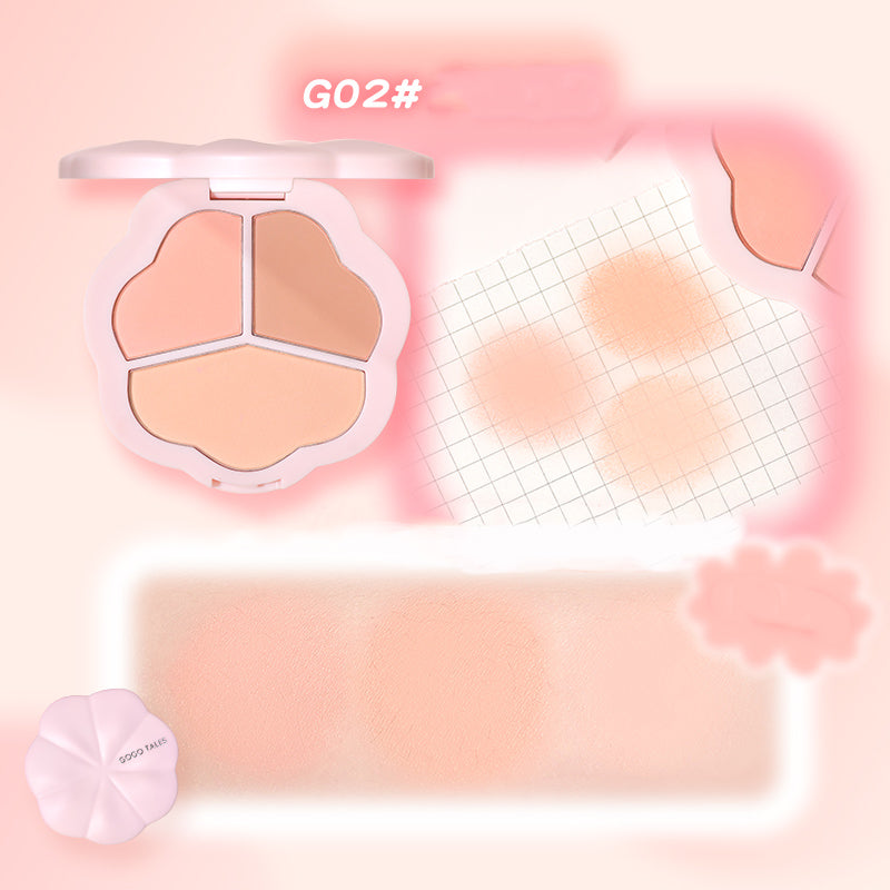 Gogotales Flower Mist Trio Blush Palette - 3-in-1 Cream Blush Set for Cheeks & Lips, Natural Flush Makeup, Perfect for Daily Wear & Special Occasions