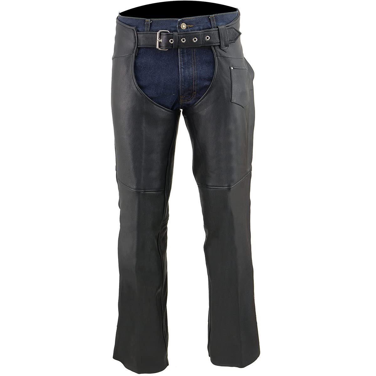 Milwaukee Men's Genuine Cowhide Leather Chaps - Fully Lined for Comfort & Durability | Perfect for Motorcycle Riding, Rodeo & Outdoor Work
