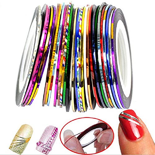 Trendy Club Rolls Nail Art Stripping Tape - 12 Colors Self-Adhesive Nail Strips for DIY Nail Art Designs | Perfect for Salon, Home Manicures & Nail Art Decorations
