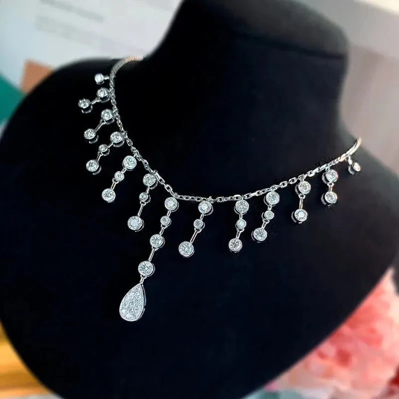 18K White Gold Diamond Necklace for Women - 2.0ct Natural Diamonds Luxury Jewelry Gift | Perfect for High-Class Banquets, Parties & Special Occasions