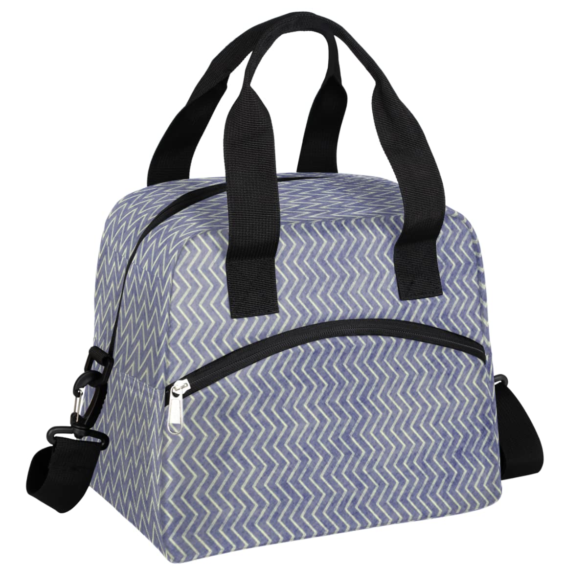OHIKUETY Insulated Lunch Bag for Women, Men & Kids - Reusable Wide Open Lunch Box with Zig Zag Pattern - Perfect for Work, School, Travel & Picnics - Keeps Food Fresh - Tote Bag for Office, College & Outdoor Activities