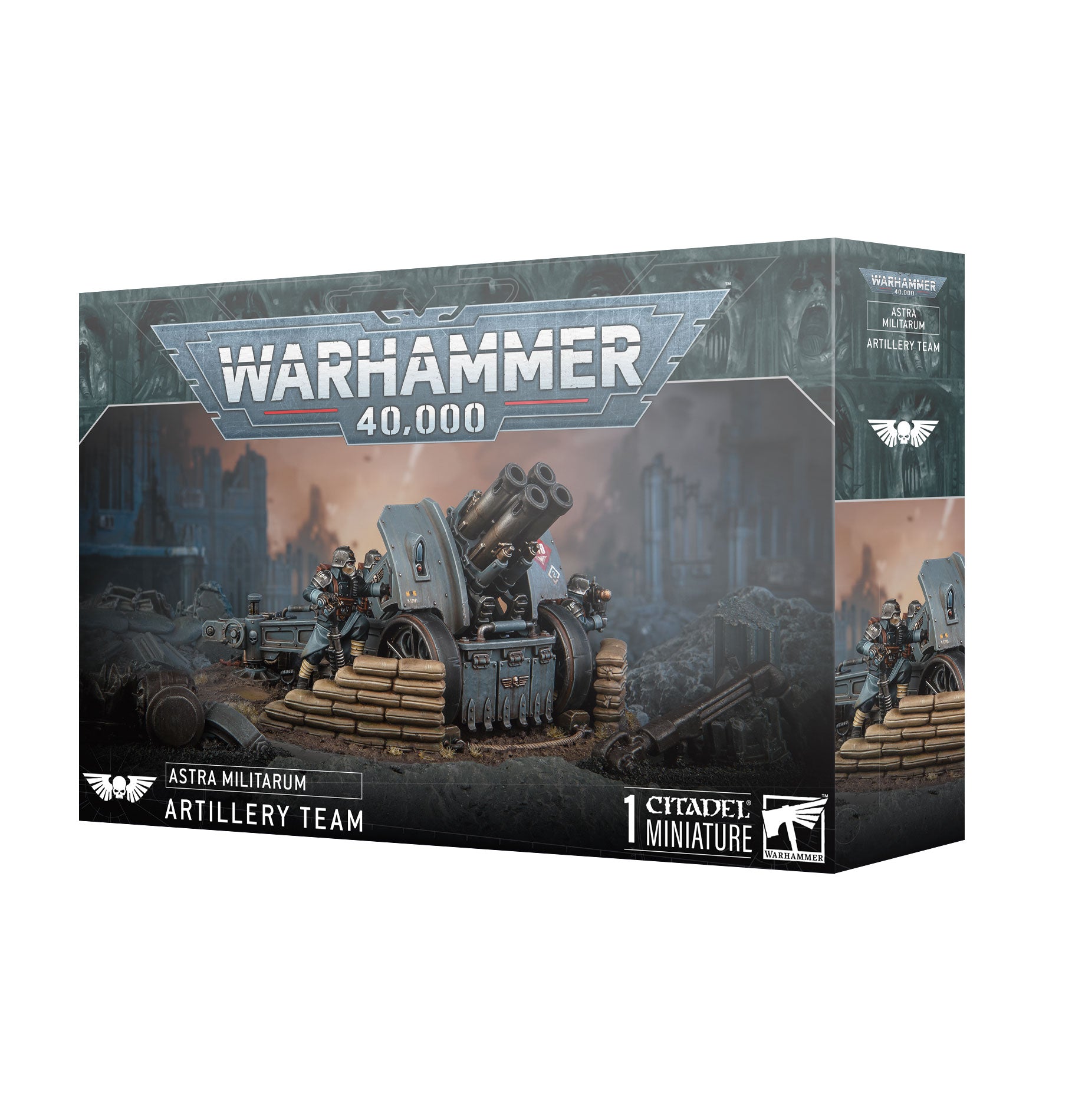 Warhammer 40K Astra Militarum Krieg Artillery Team Miniature Set - Tabletop Wargaming & Collectible Figures for Sci-Fi Battles
