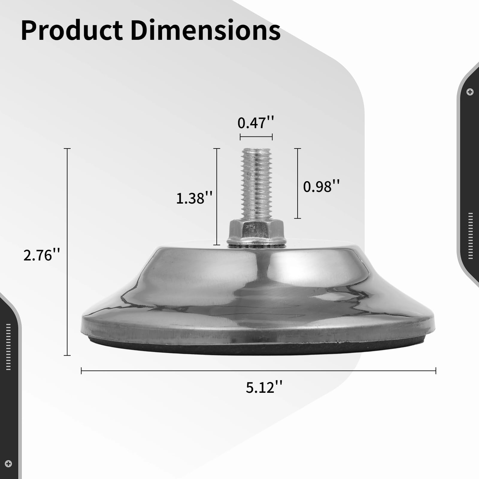 4PCS Billiard Table Leg Levelers - 5’’D Adjustable Height Pool Table Leveling Risers, Heavy Duty Metal Leveling Feet for Billiards, Ping Pong & Foosball Tables - Perfect for Uneven Floors & Game Room Setup