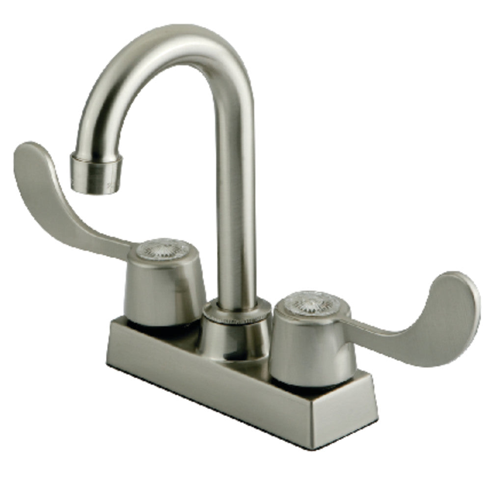Kingston Brass KB451SN Vista 4 Bar Faucet With Blade Handle - Modern Kitchen Sink Faucet for Bar, Prep Sink, or Wet Bar Installation