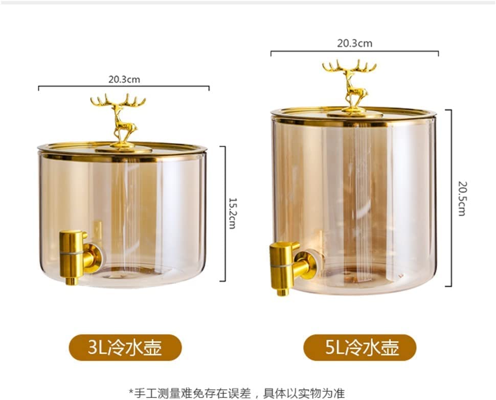 5L Glass Cold Kettle with Faucet - Large Capacity Refrigerator Water Dispenser for Iced Tea, Lemonade & Summer Drinks - Perfect for Parties, BBQs & Home Use