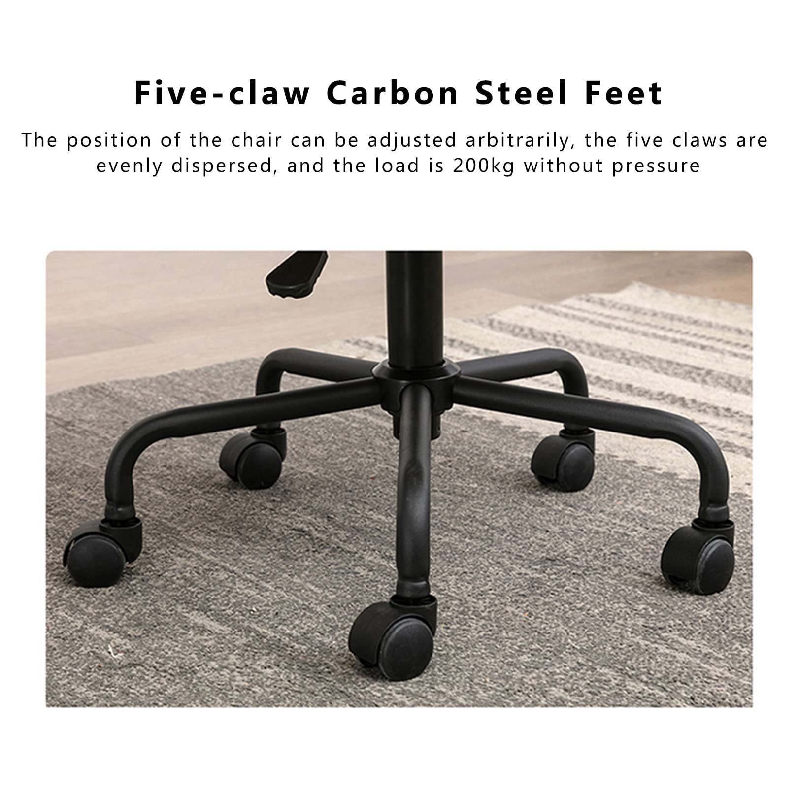 Ergonomic Mid-Back Office Chair with Wooden Armrests - Adjustable PU Leather Swivel Computer Desk Chair for Home Office, Study, Gaming & Bedroom Workspace