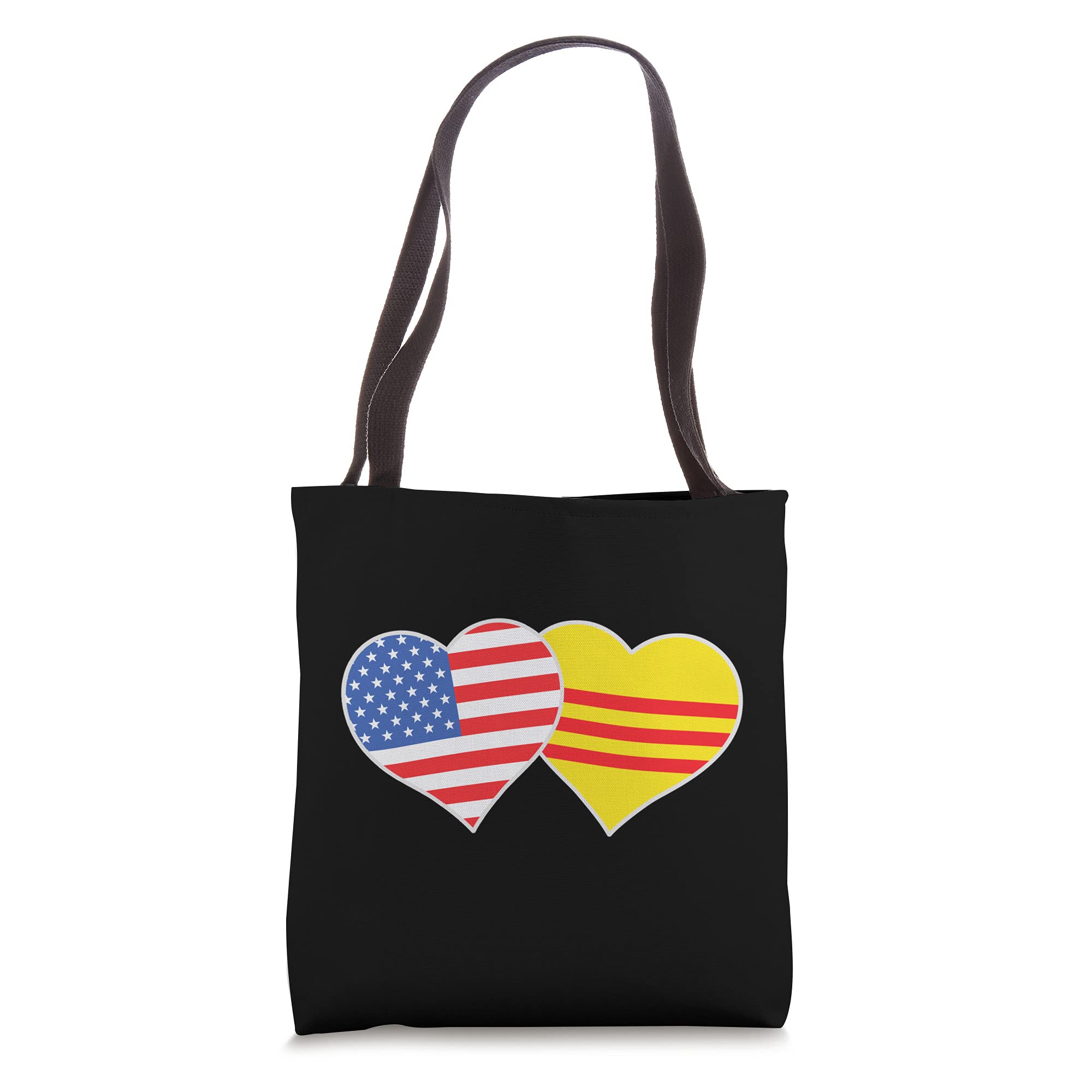 Vietnamese American Flag Tote Bag - USA South Vietnam Heart Design - Patriotic & Stylish for Shopping, Travel & Everyday Use