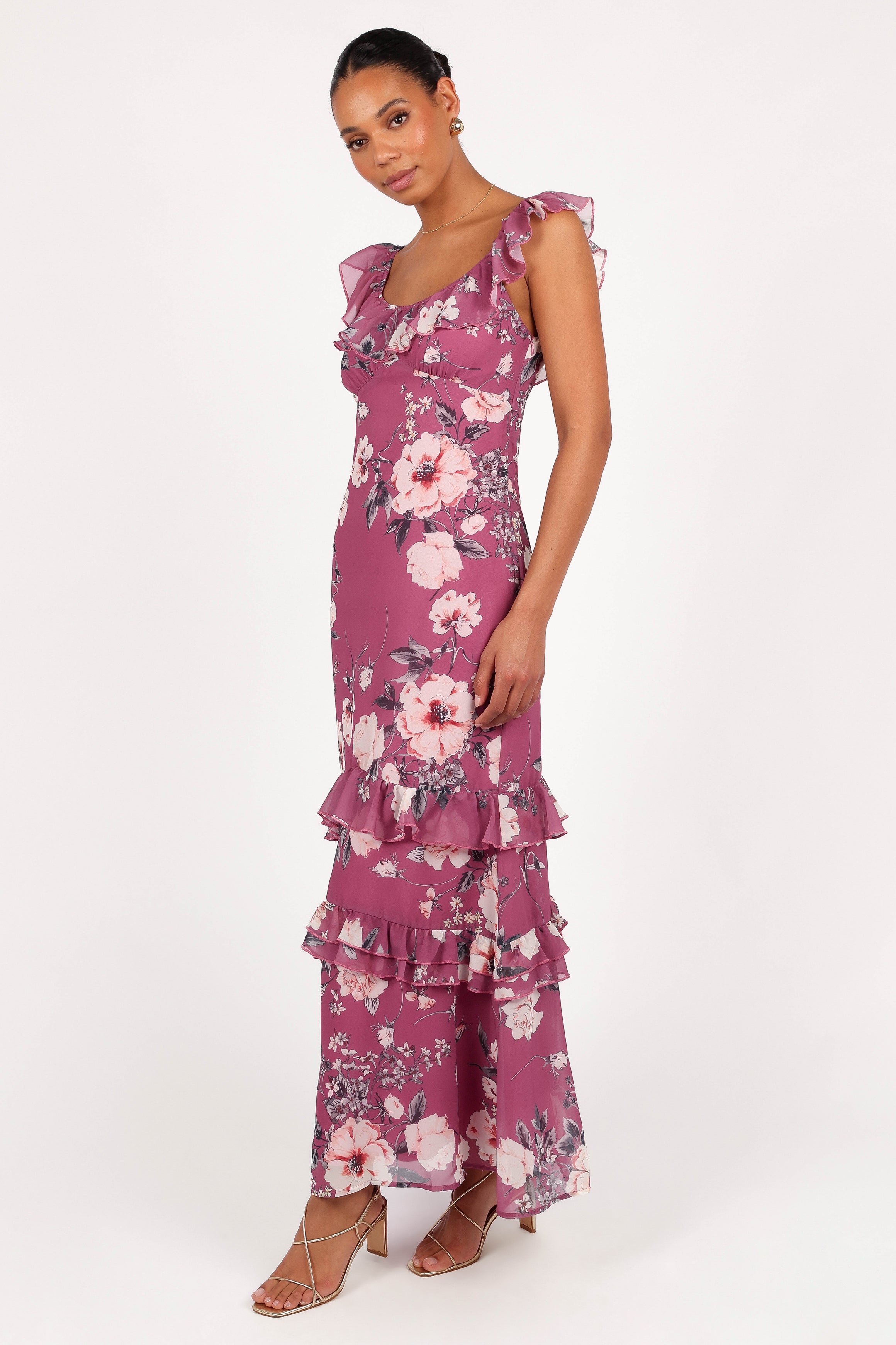 Irelynn Women's Maxi Dress - Dark Rose Floral Print Long Summer Dress for Beach, Vacation & Casual Wear | Flowy Boho Style Dress with Pockets