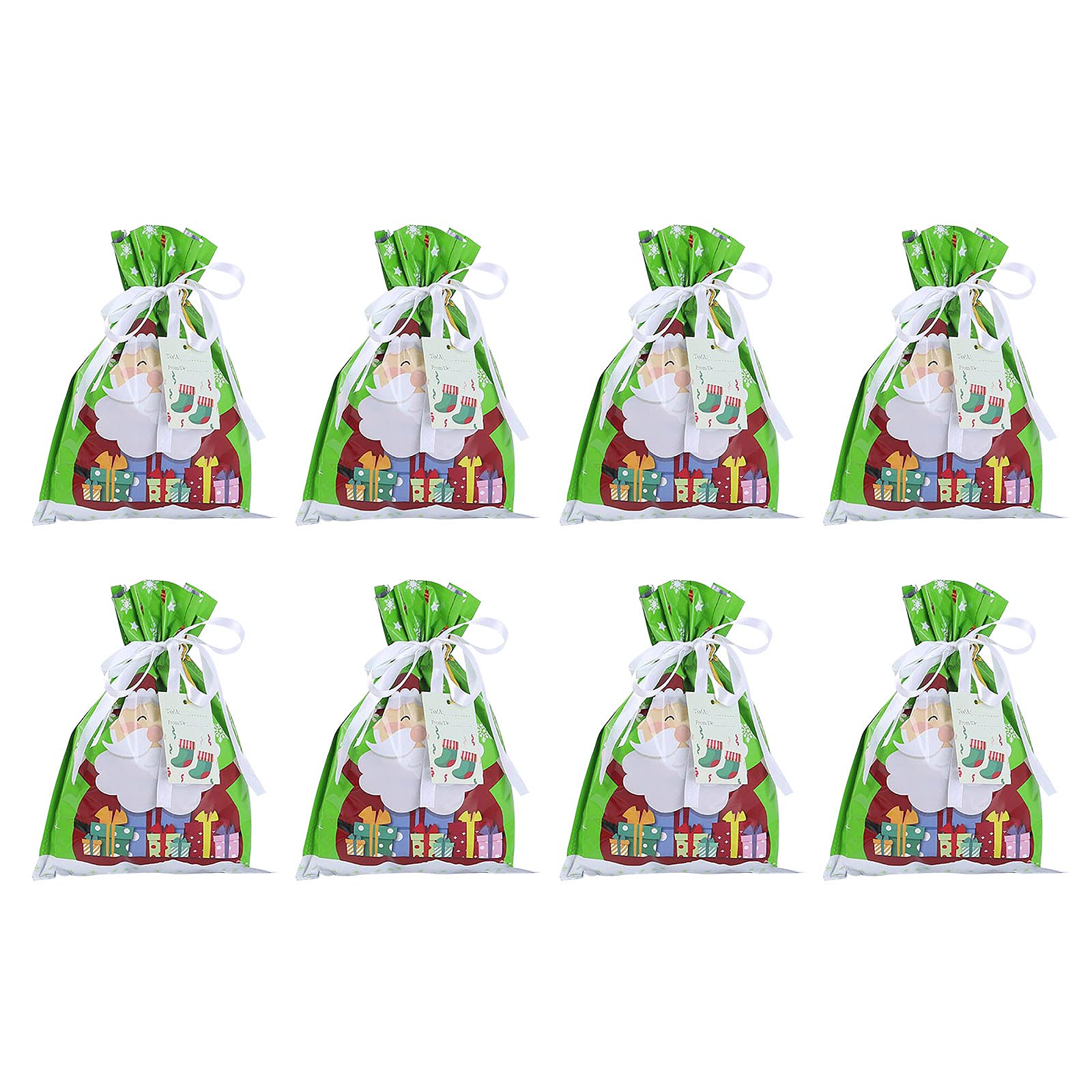 Homlpope 3#GM New Drawstring Gift Bags - Christmas Aluminum Foil Party Favor Bags for Holiday Gifts, Candy, Treats & Party Decorations