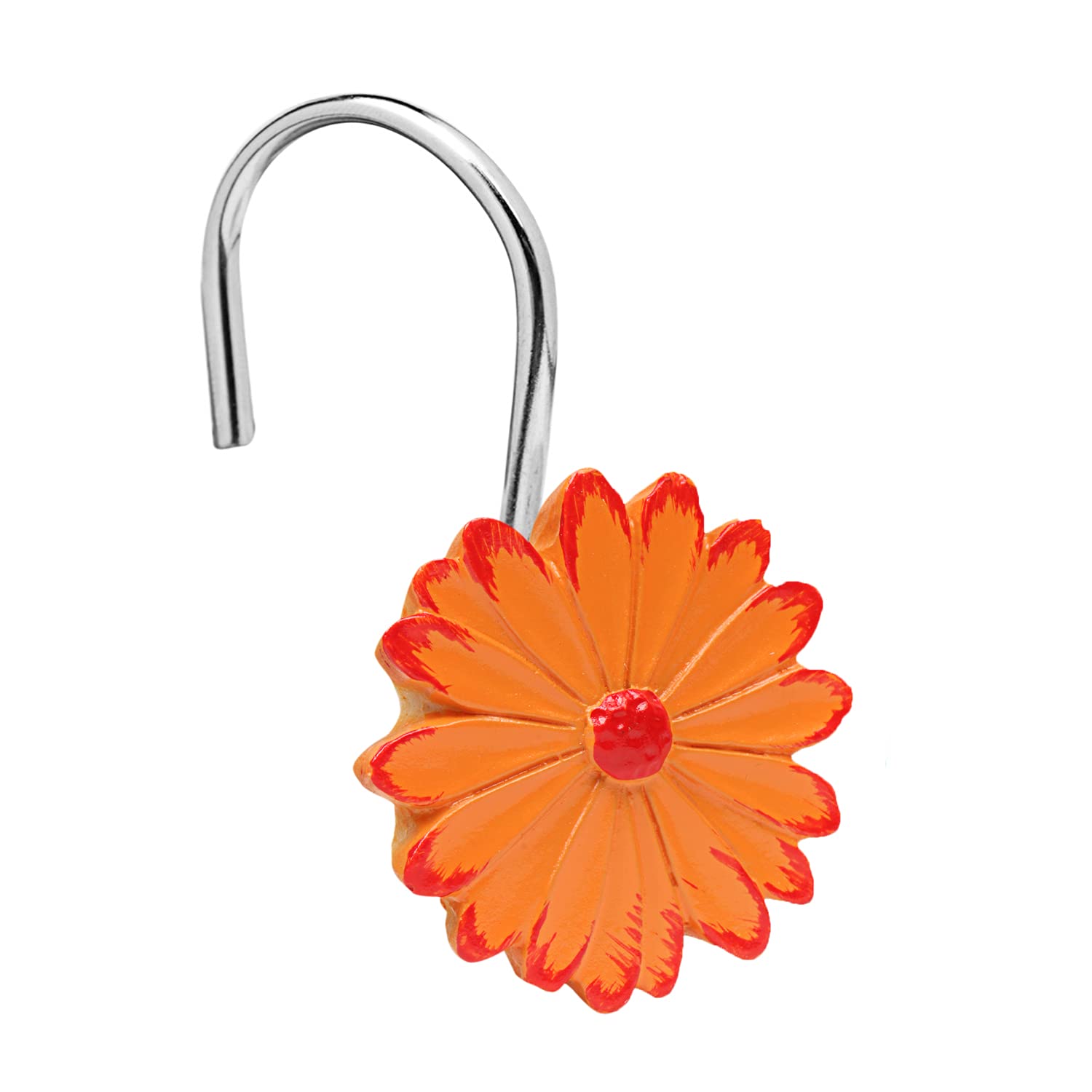 BEAVO Rustproof Resin Rose Flower Shower Curtain Hooks - Set of 12 Decorative Bathroom Hooks for Shower Rods & Curtains - Sunflower Design - Perfect for Home, Hotel, and Spa Bathroom Decor