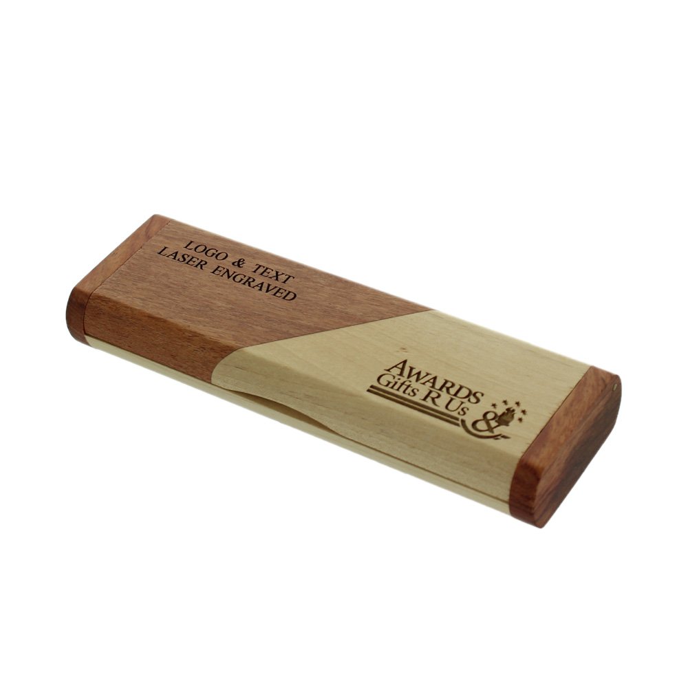 Premium Engraved Pen and Pencil Gift Set in Elegant Two-Tone Wooden Box - Perfect for Graduation, Corporate Gifts & Office Essentials (Personalization Available)