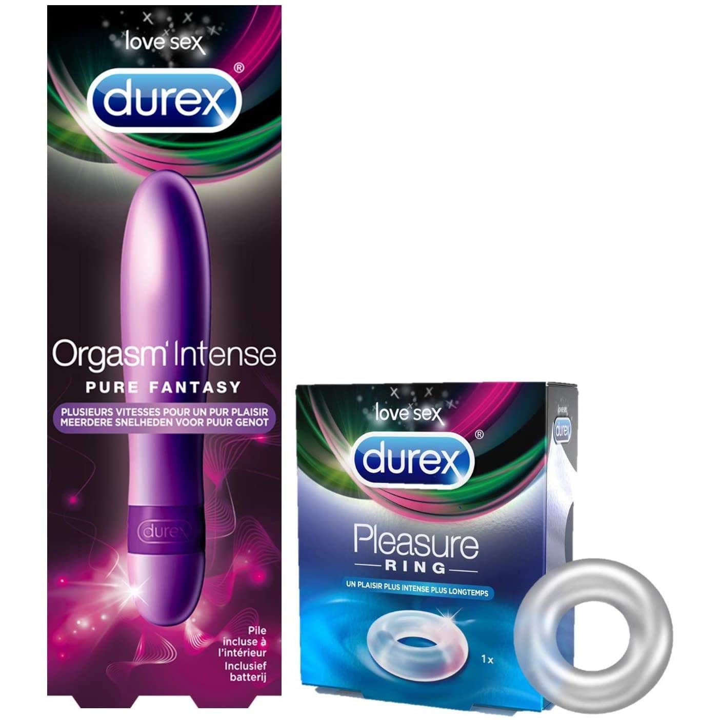 Durex Coffret Coquin Valentine's Day Sex Toys Gift Set - 1 Intense Orgasm Vibrator & 1 Pleasure Ring for Couples | Romantic Gifts for Him & Her, Sensual Massage, Spice Up Your Love Life