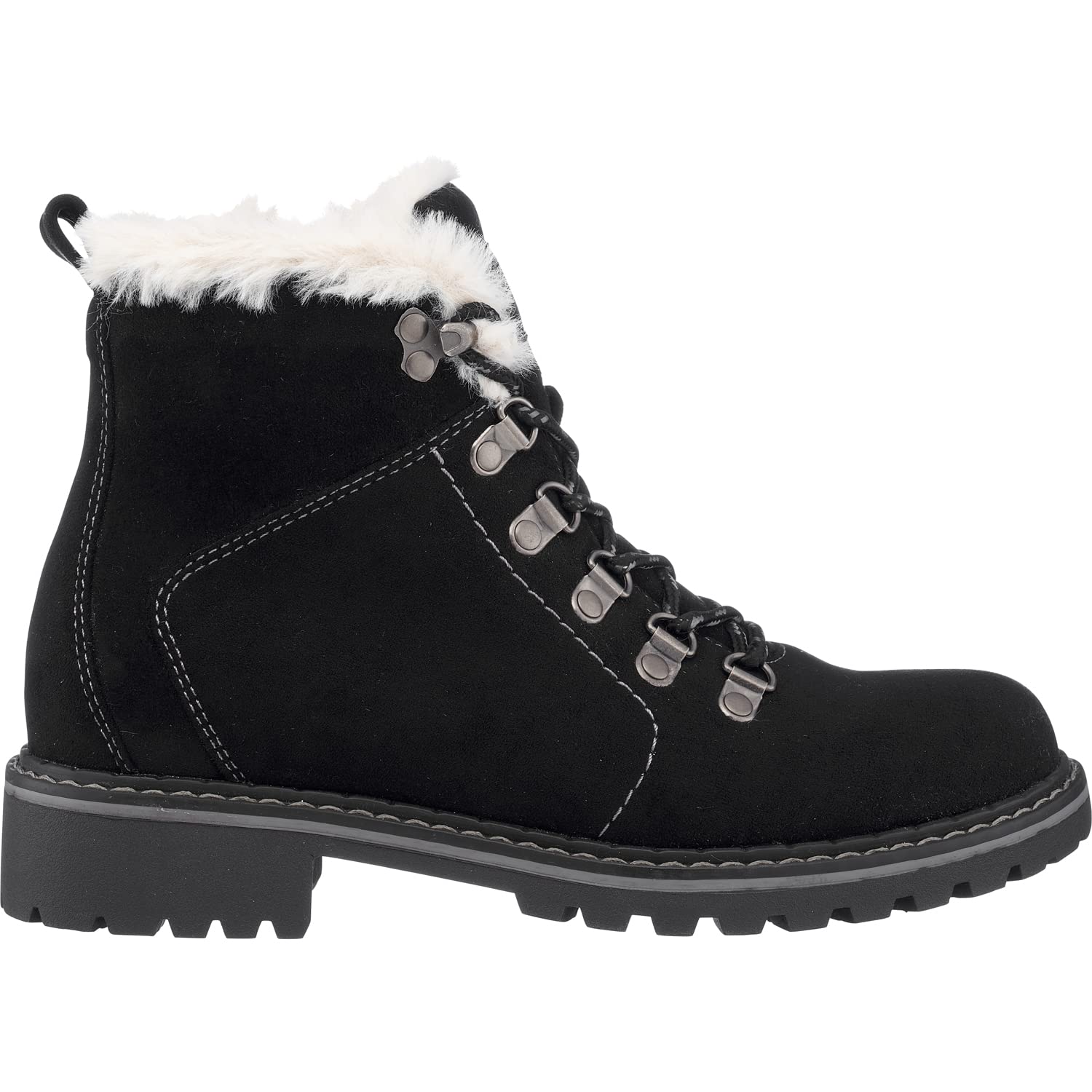 GC Women's Combat Boots - Chunky Lace Up Ankle Booties, Faux Suede & Fur Riding Boots for Women | Tinsley Style | Perfect for Casual Outfits, Street Fashion & Winter Wear